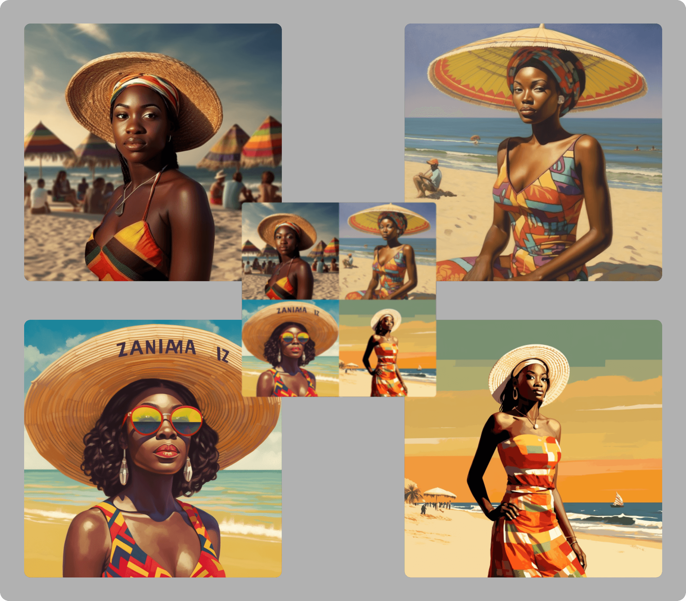 Midjourney prompt: African Women in a Yellow Dress on the beach