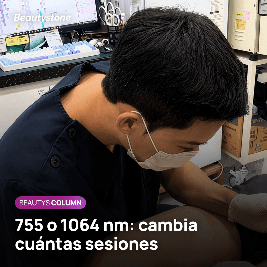 Longitudes de onda de 755 y 1064 nm y número de sesiones