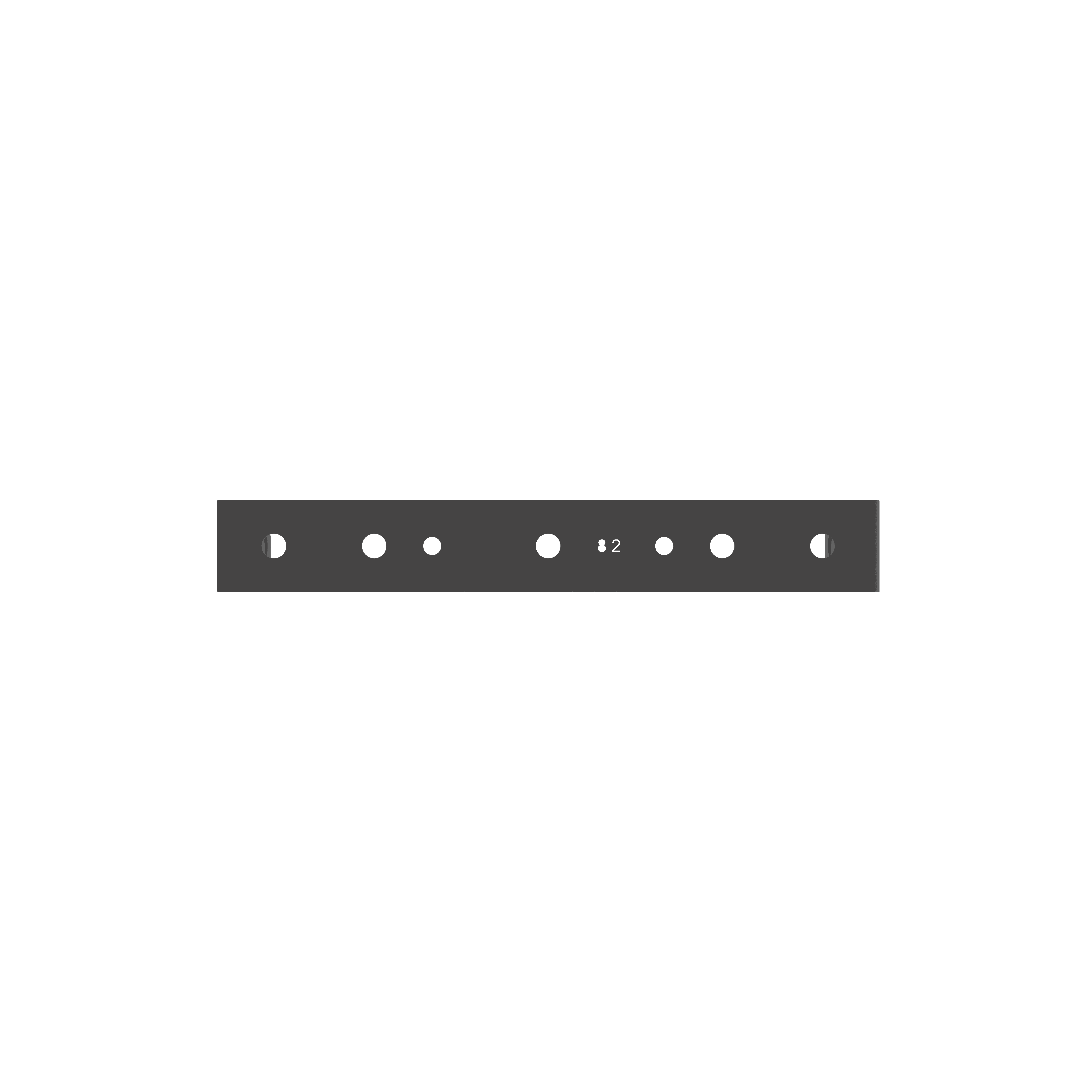 Dark gray bracket with 7 holes, one marked '2'.