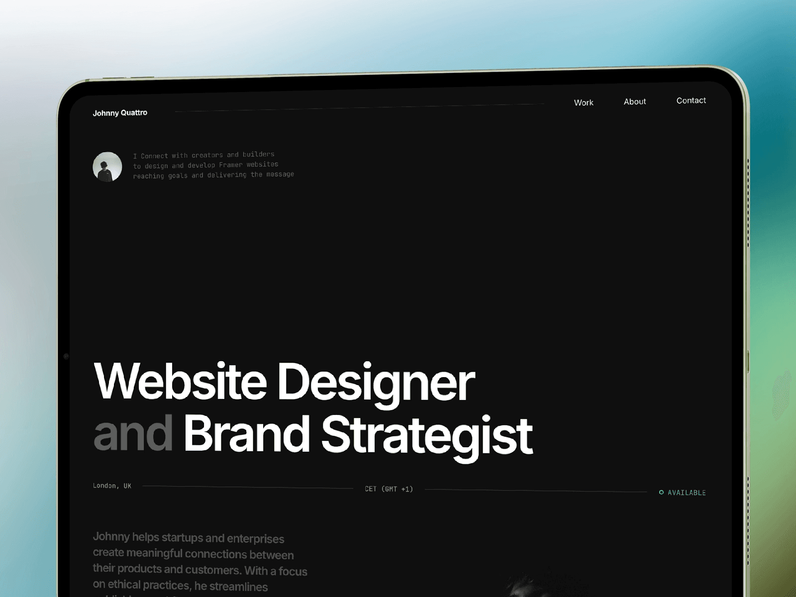 Best Graphic Design Portfolio Framer Templates - Quattro - Dark Free Portfolio Template