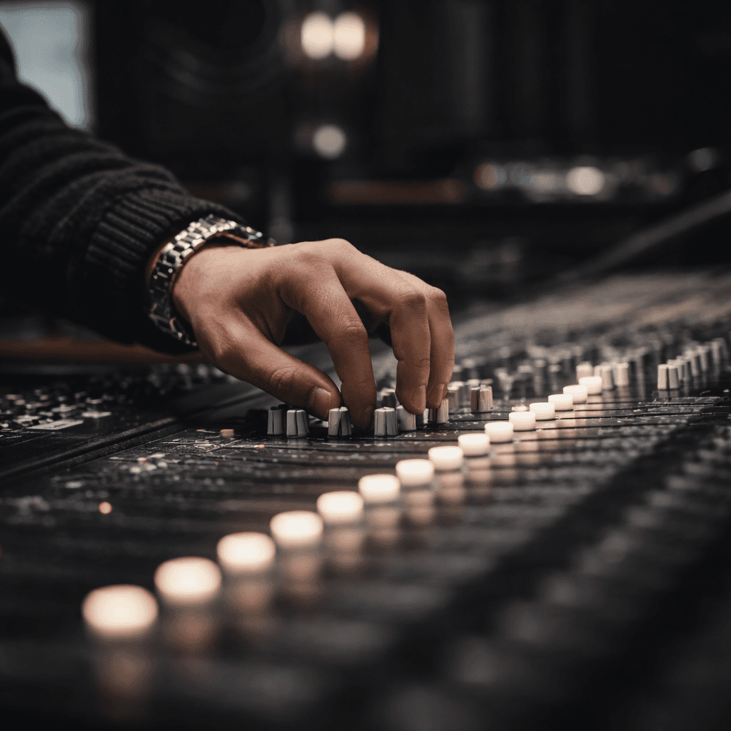 Mixage des boutons dans un studio d'enregistrement