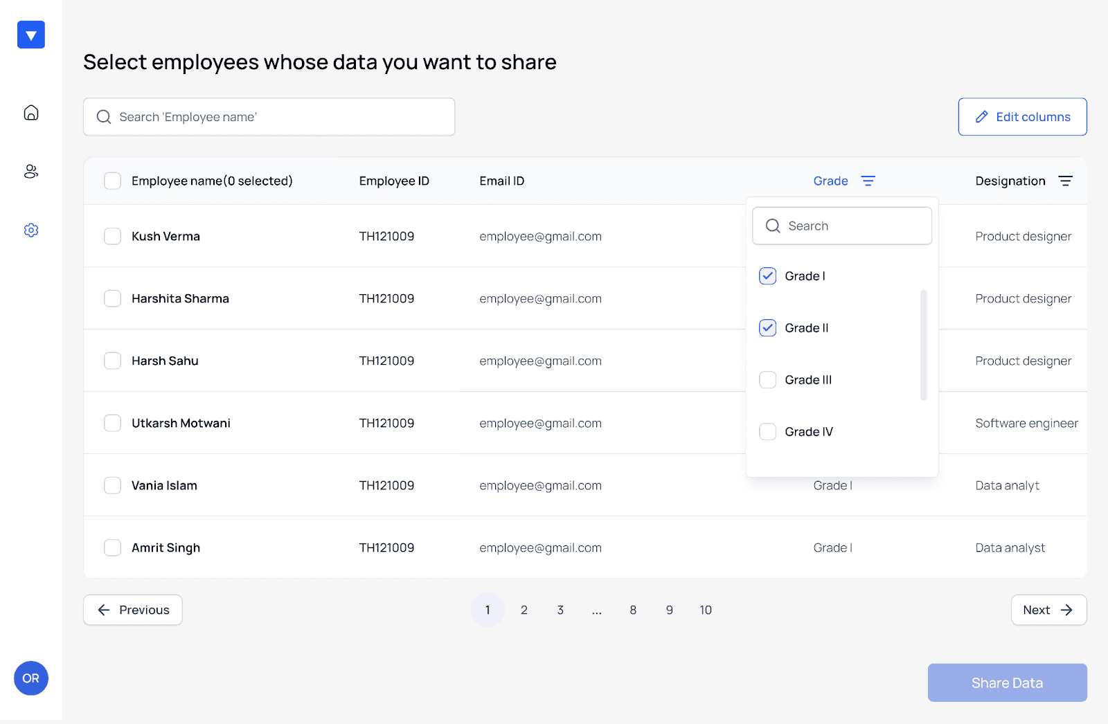 hrms sync partial employee data selection