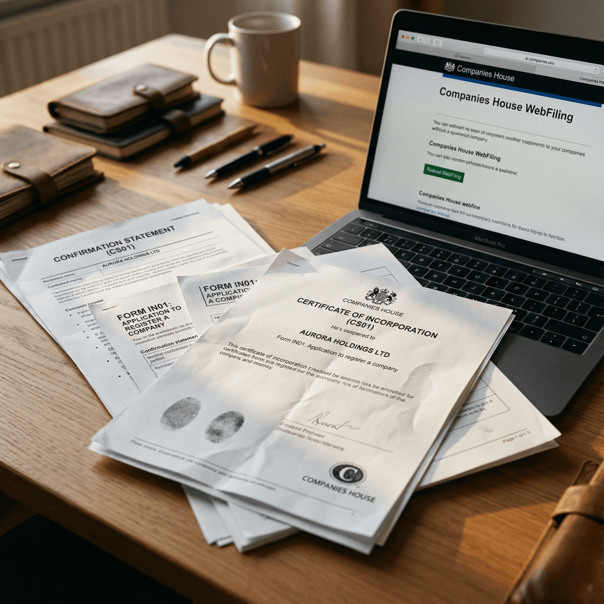 A professional woman with short dark hair wearing a beige blouse stands in a busy office.