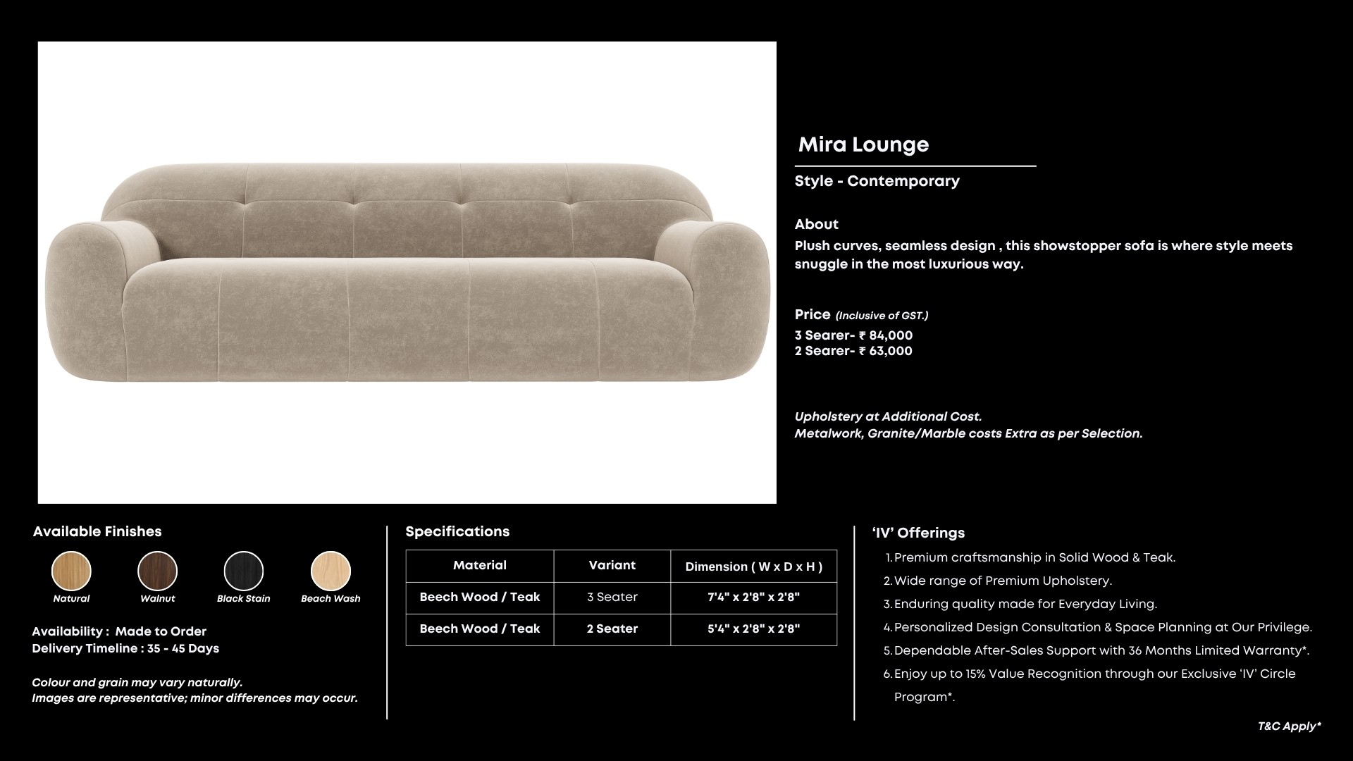 Plush taupe sofa with seamless sculptural curves.