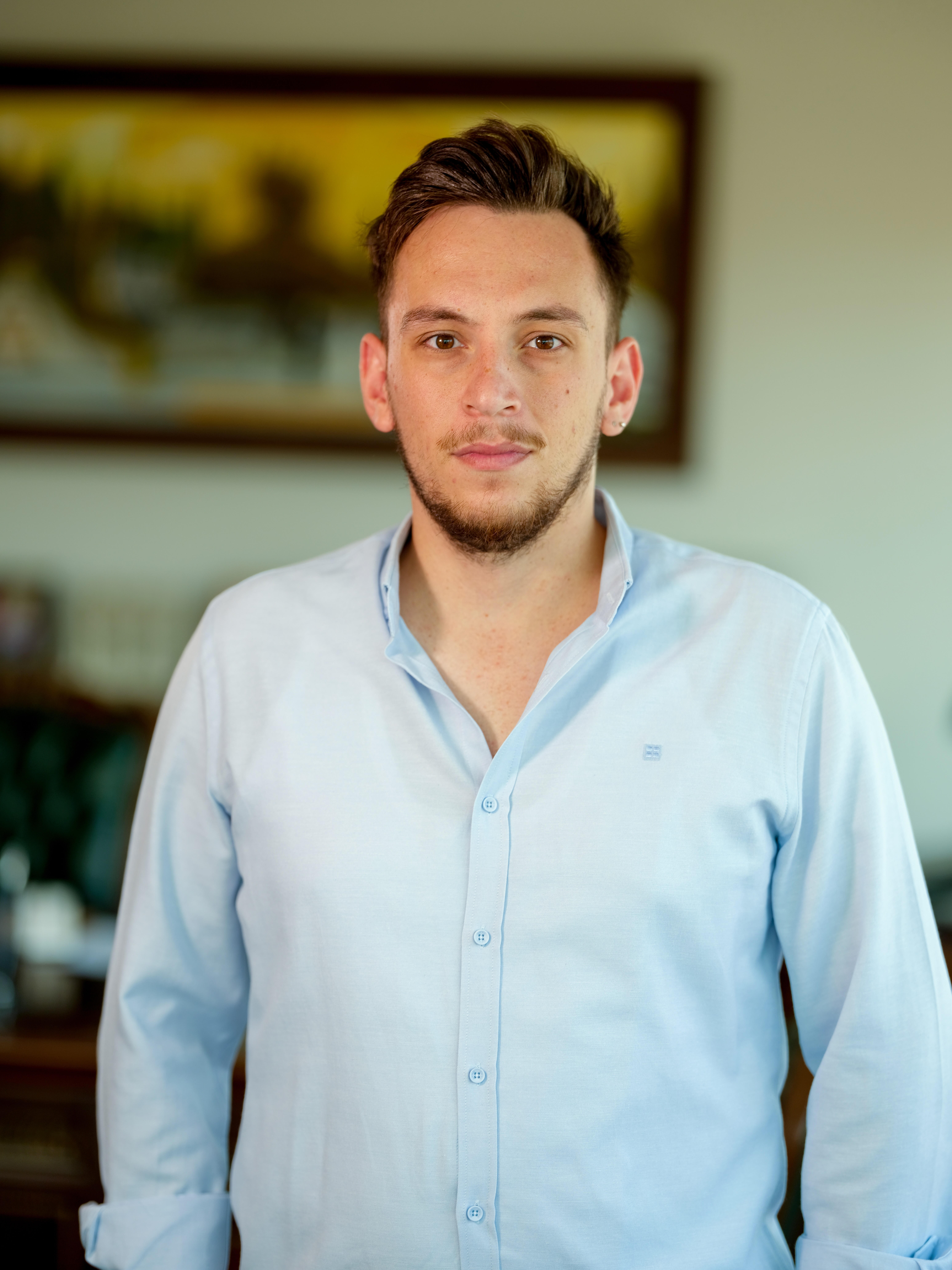 Portrait of a young 3D character with glasses