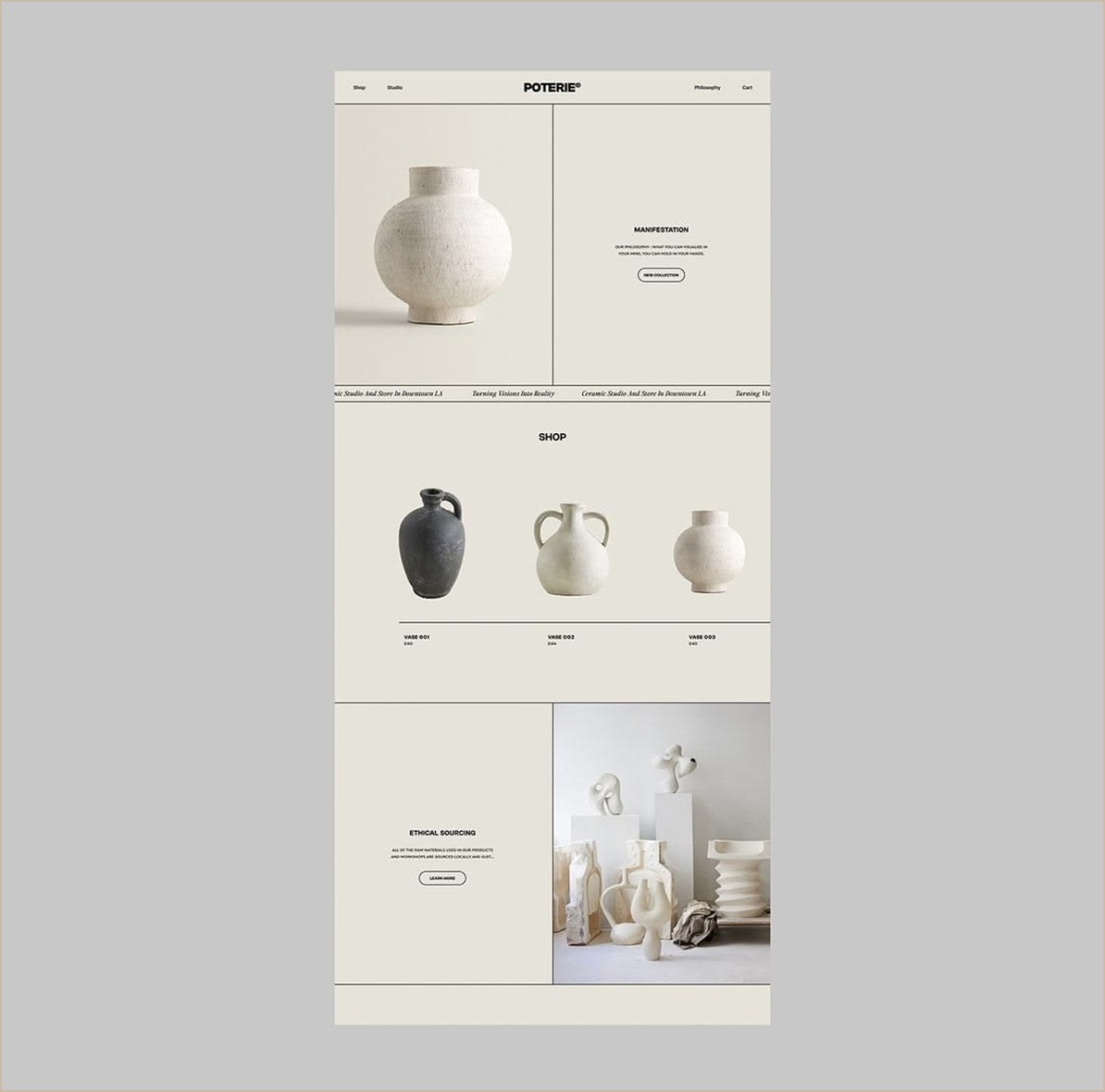 Beispielhafter Screenshot einer stilistisch reduzierten Shop-Seite, an dem mögliche Probleme wie geringe Lesbarkeit, kleine Texte und schwache Kontraste im Audit markiert werden