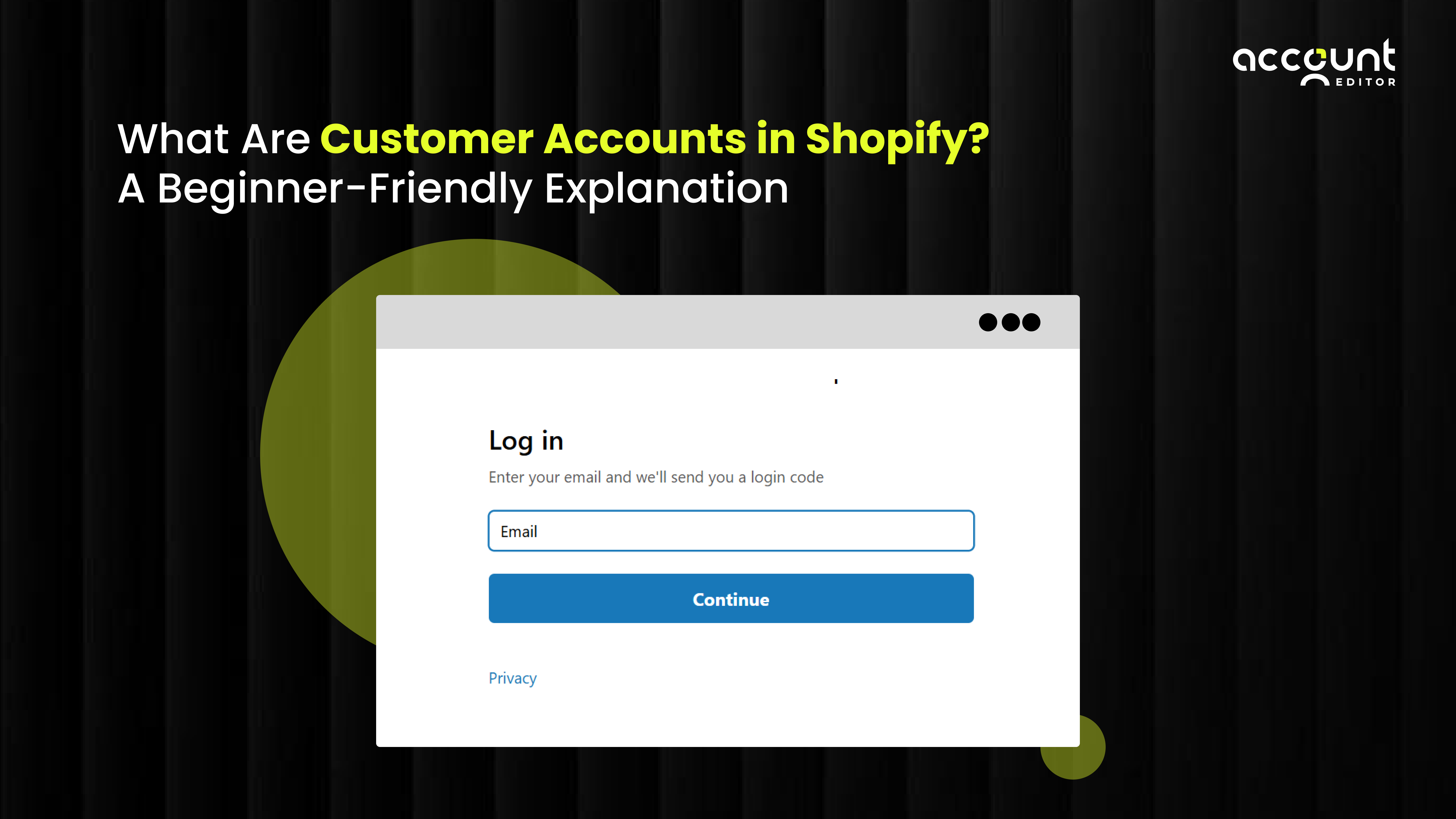 Shopify customer accounts login screen, illustrating how customer accounts work in Shopify for beginners