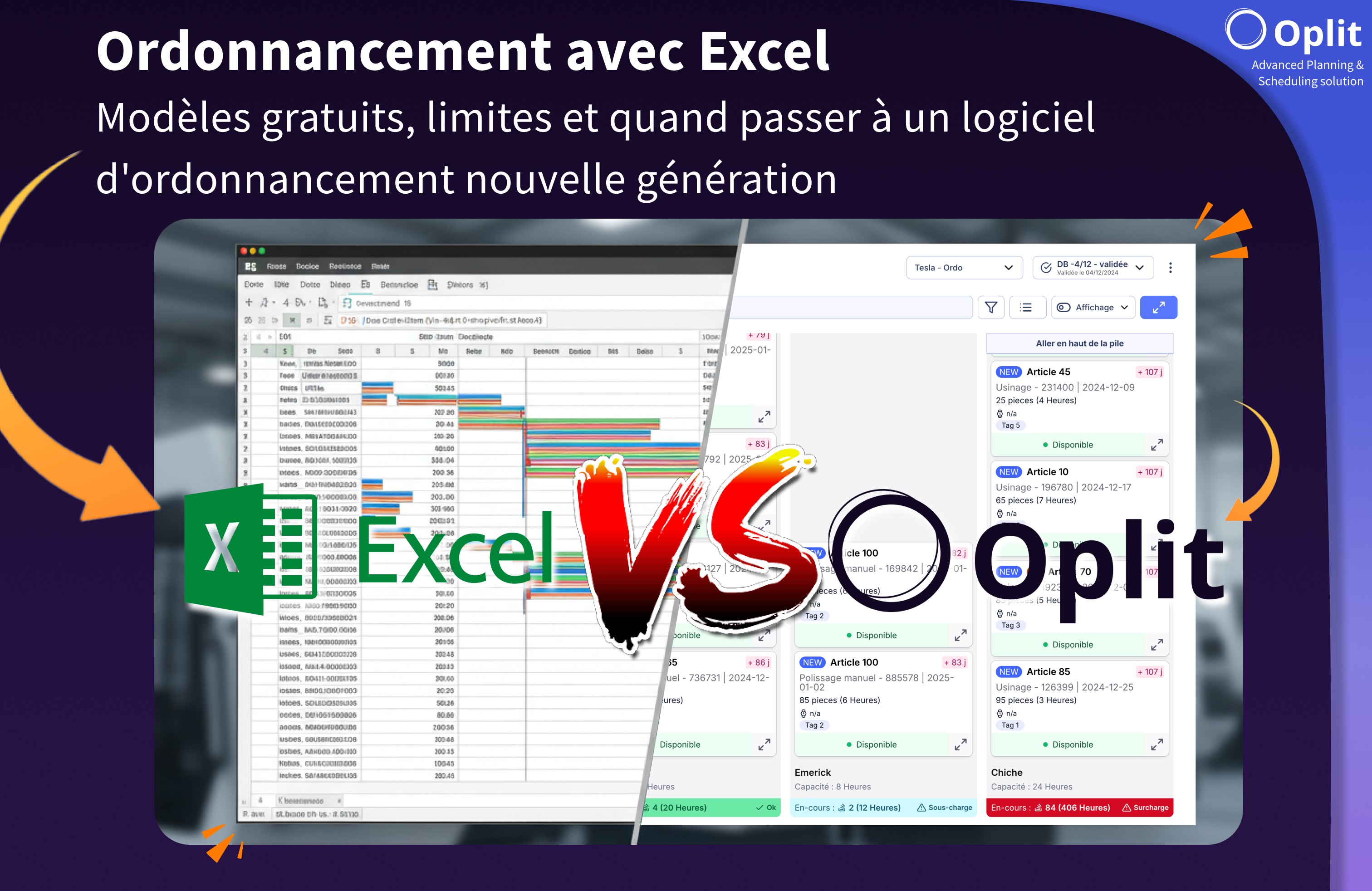 Planning ordonnancement Excel avec diagramme de Gantt pour production industrielle multi-postes modèle de fichier d'ordonnancement excel