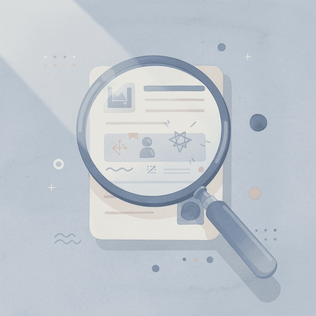 Magnifying glass examining educational materials representing the curriculum selection process