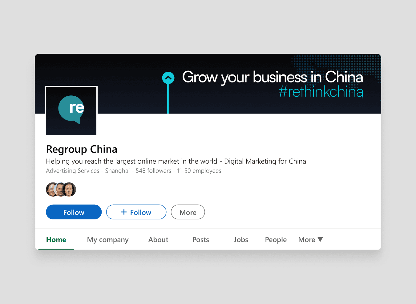 Regroup China linkedIn layout