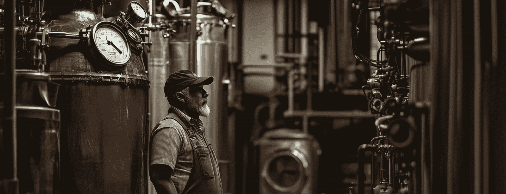 small batch whiskey being produced inside a distillery in America