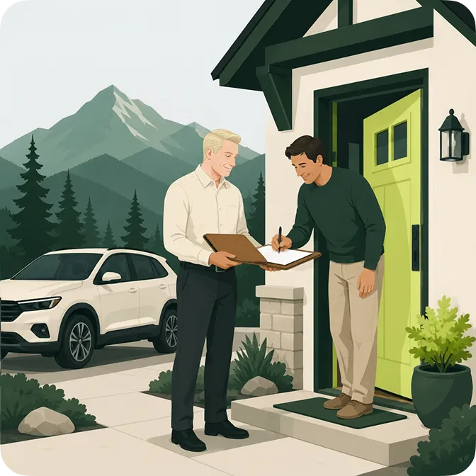 Mobile notary meeting client at home in the San Juan Mountains