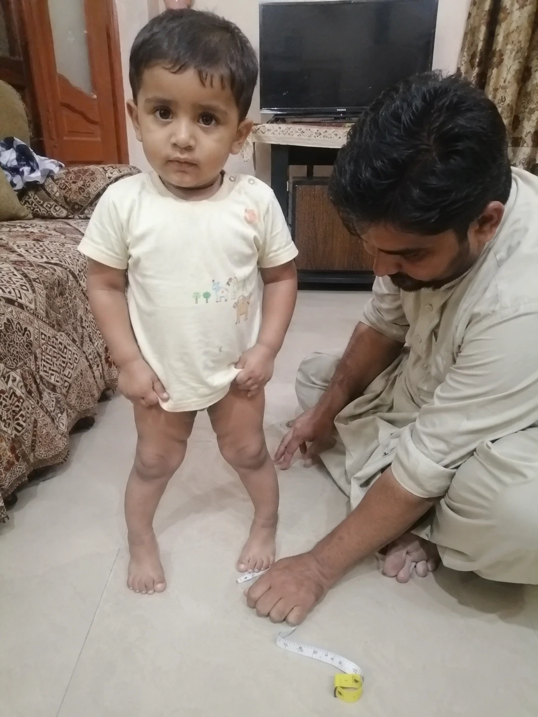 Barefoot toddler