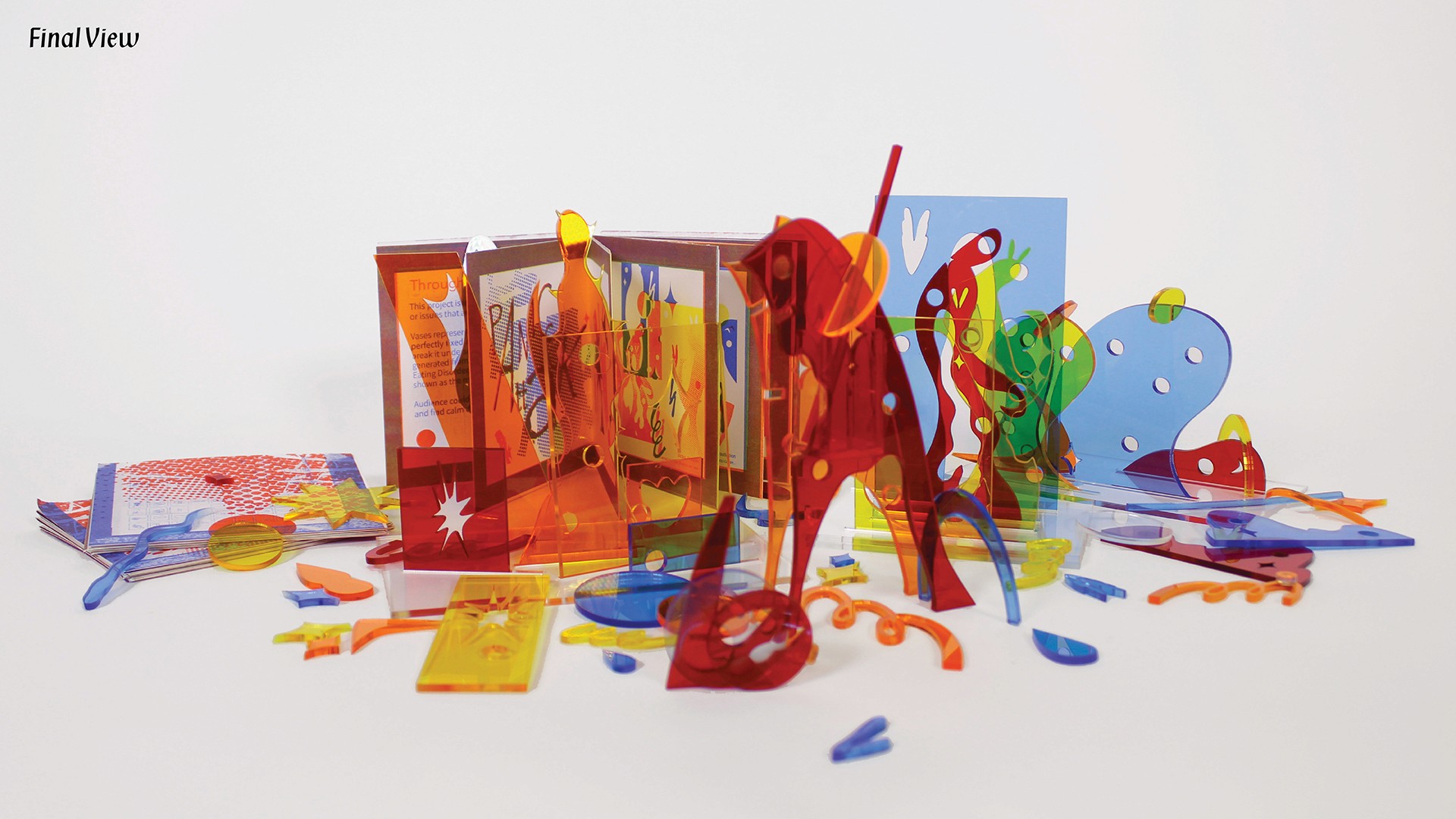 colorful cut out shapes art piece