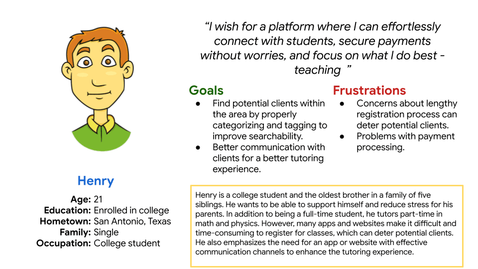 Student and parent persona summary