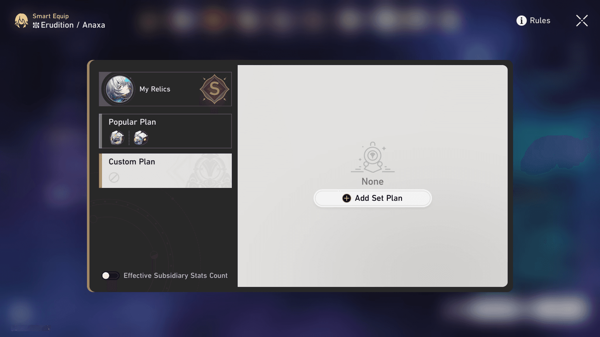 Current Look of Smart Equip Menu
