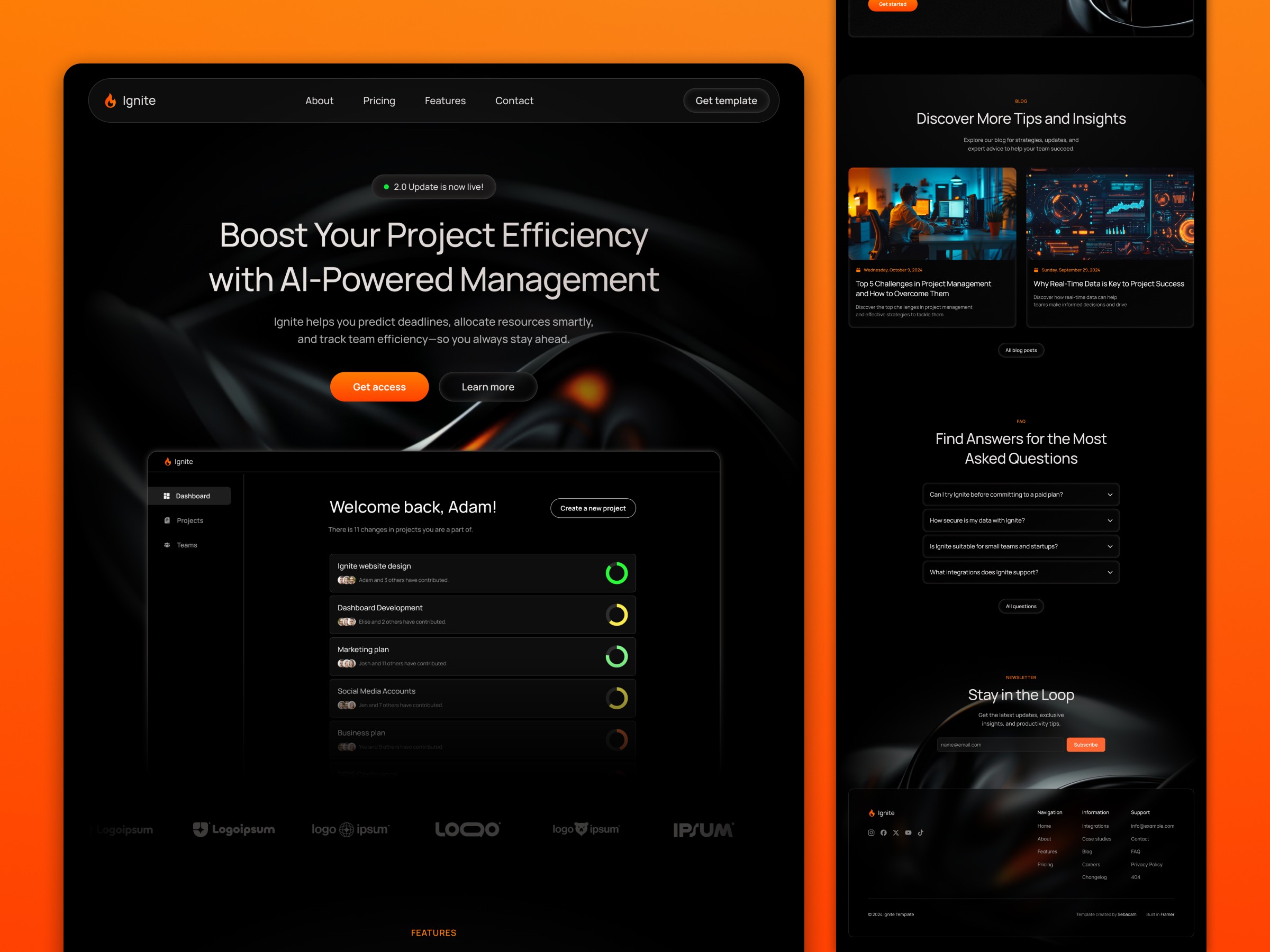 Modern SAAS Website Template Homepage