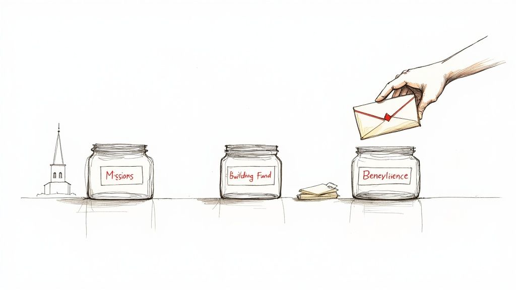 A church volunteer working on a laptop, managing church finances with specialized software.