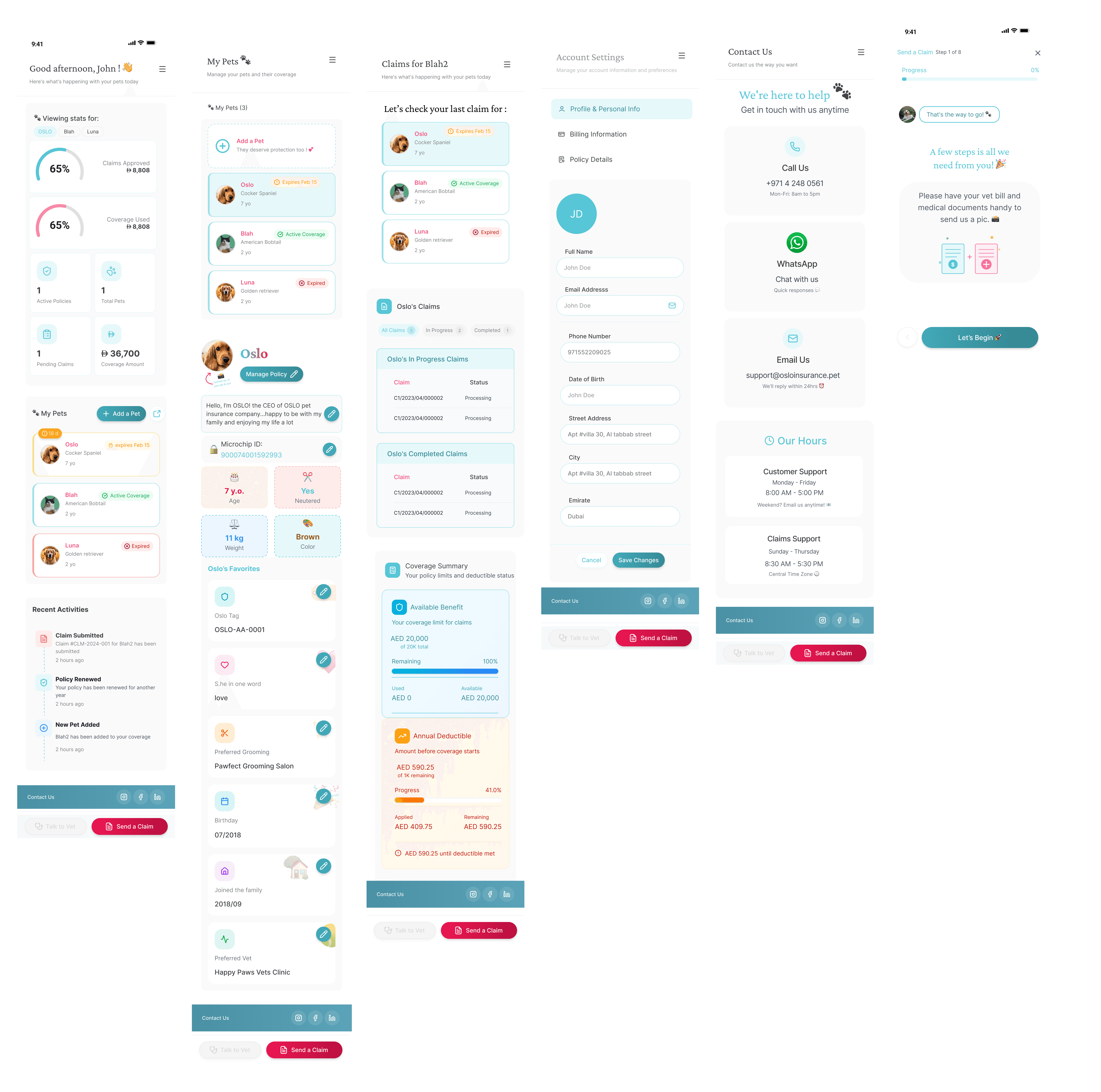 Pet Cloud mobile screens