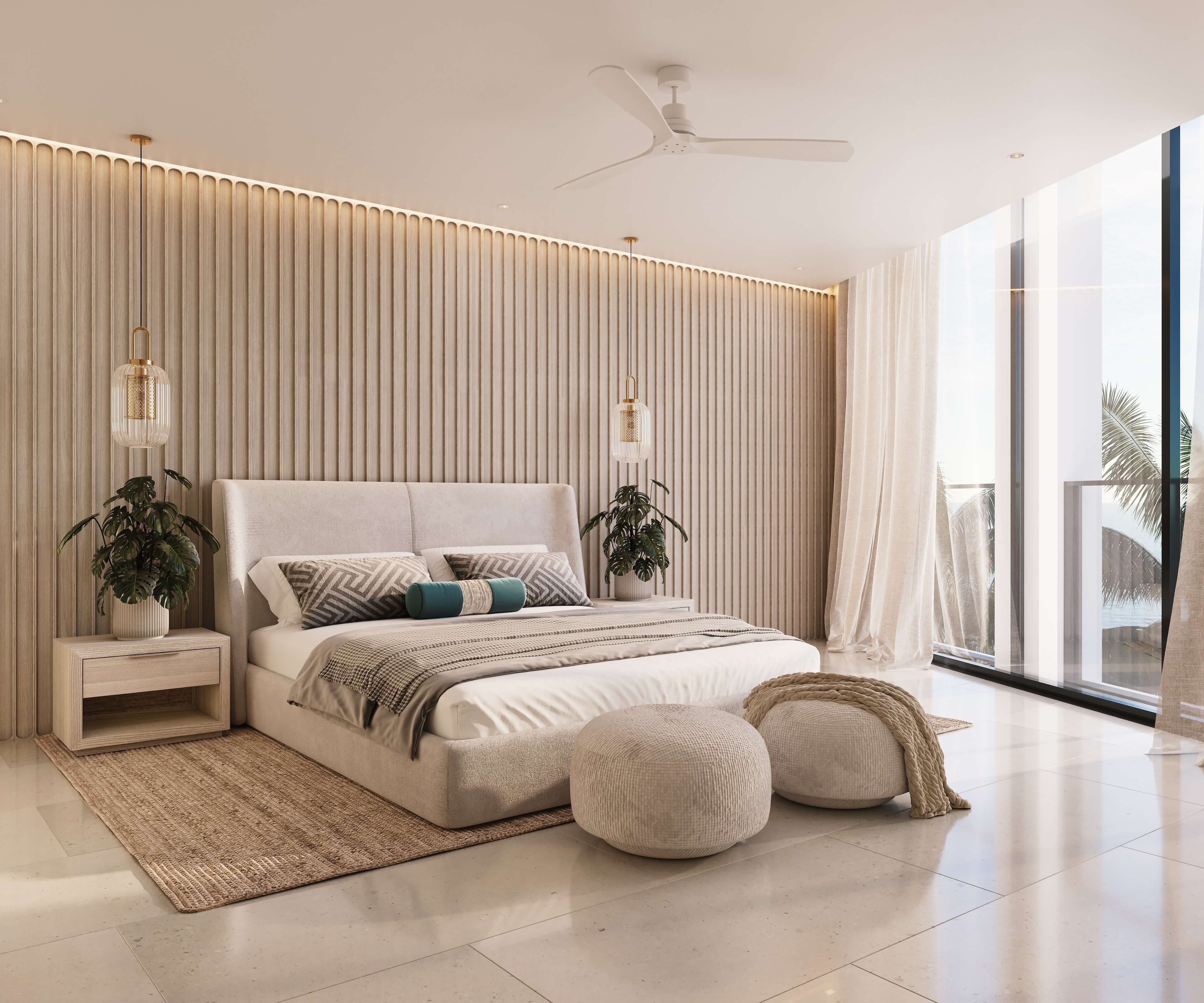 Modern bedroom in neutral tones