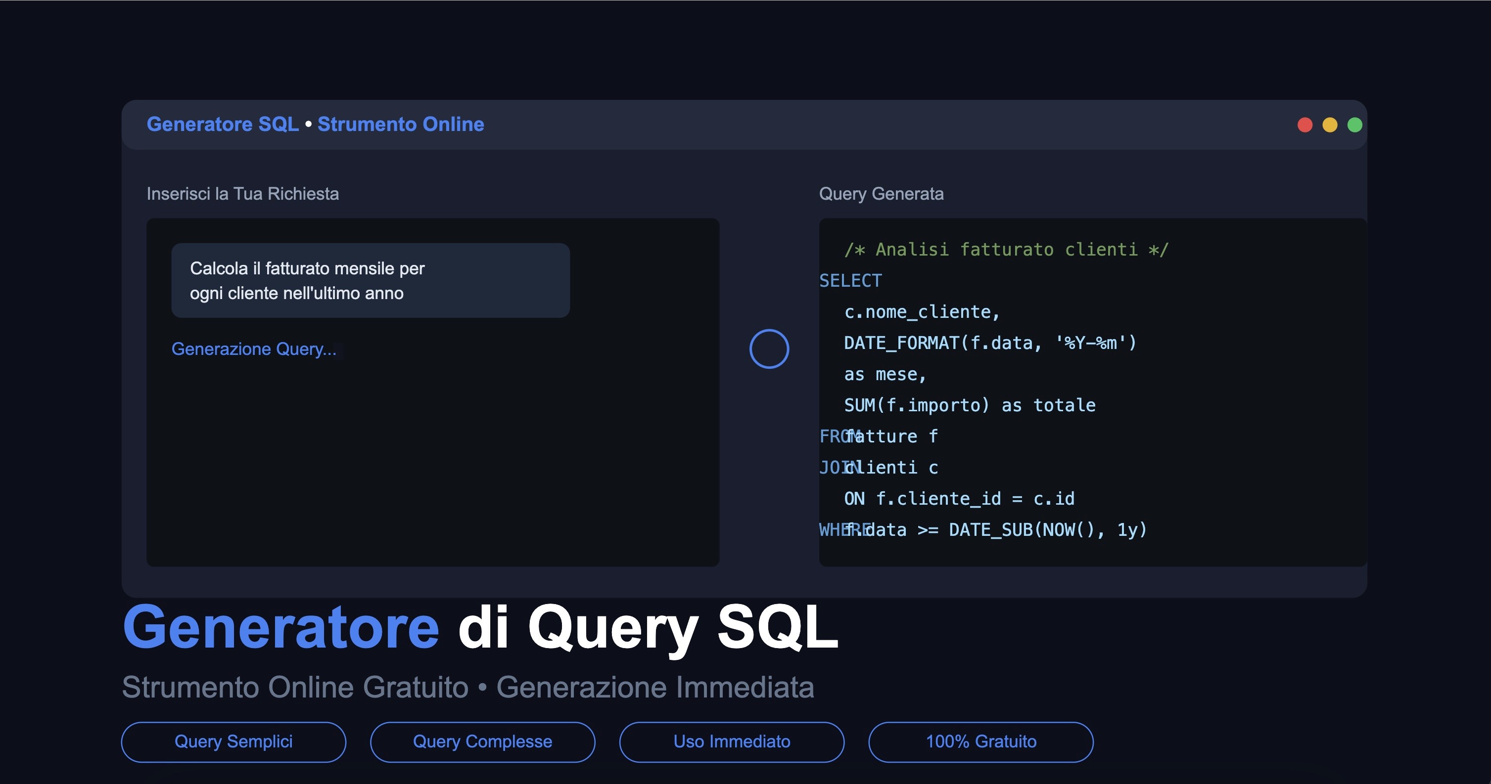 generatore query sql