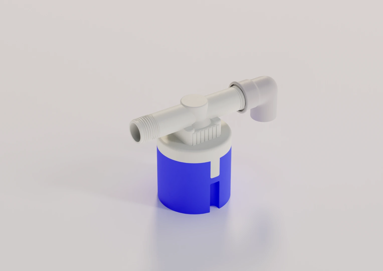 Hidro Canna product render — blue and white valve