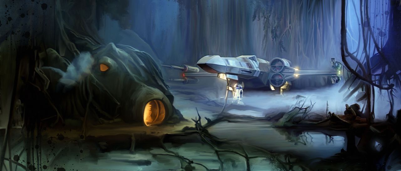 Luke's X-Wing on Dagobah by Brian Rood