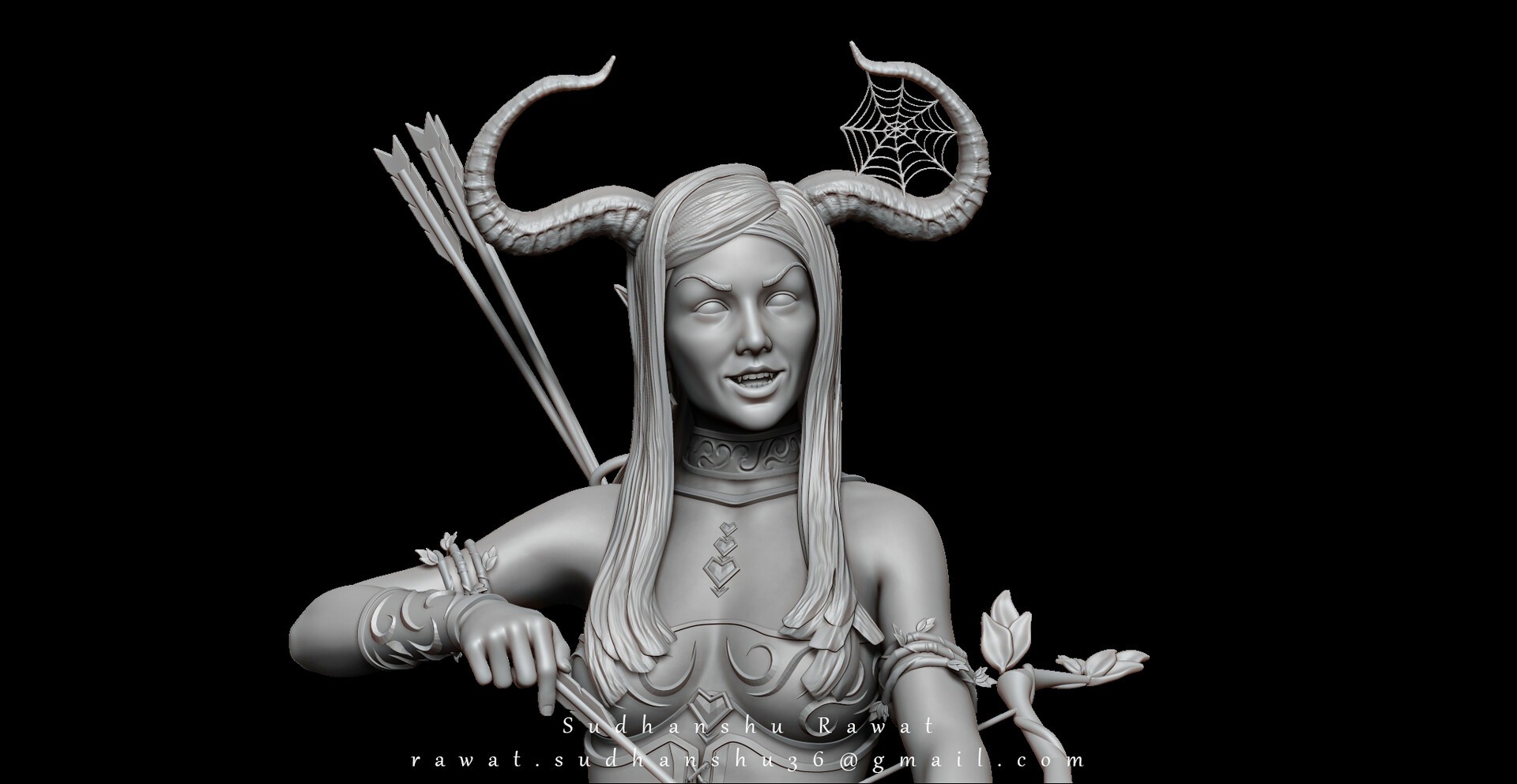 Female warrior holding bow