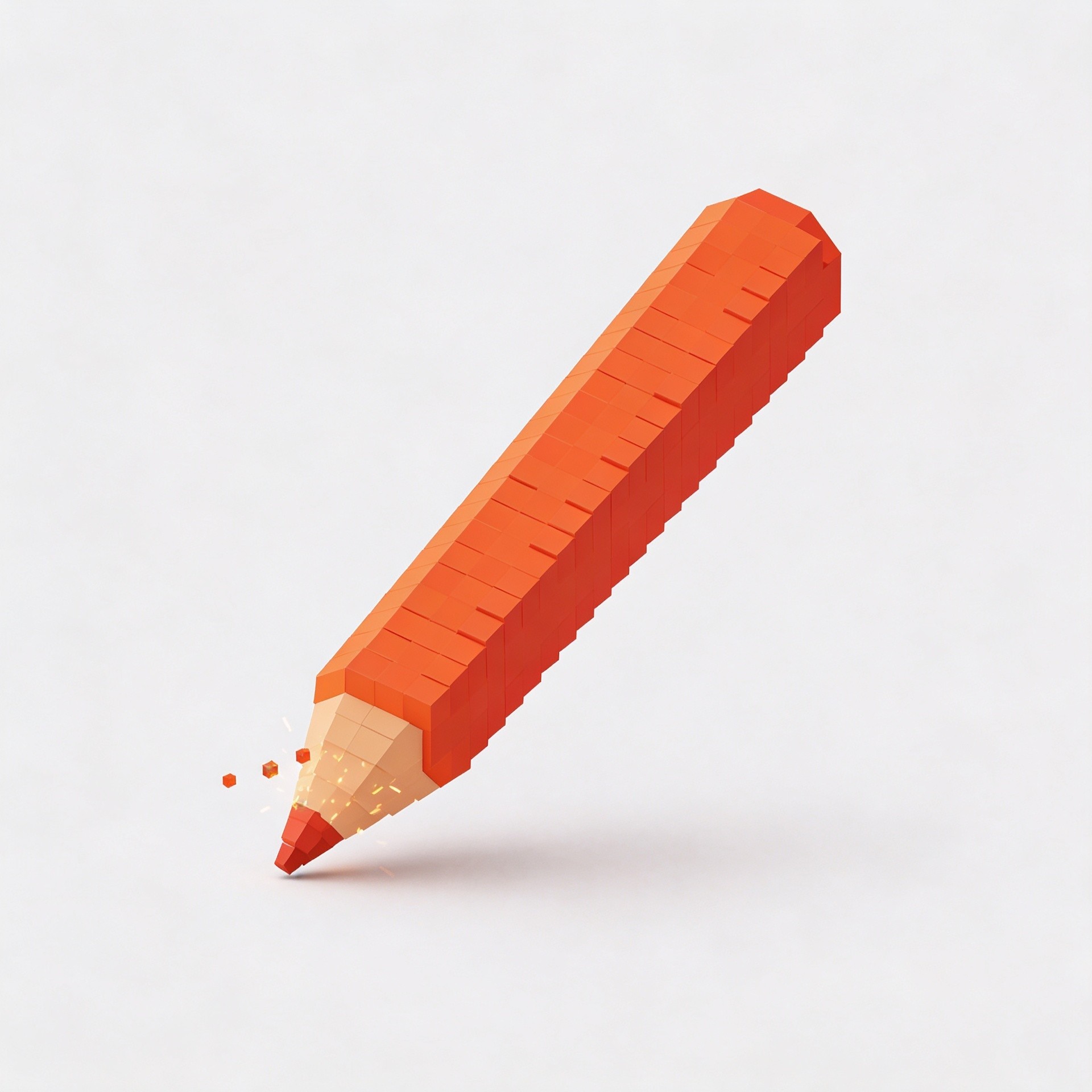 Orange voxel pencil symbolizing writing better blog introductions