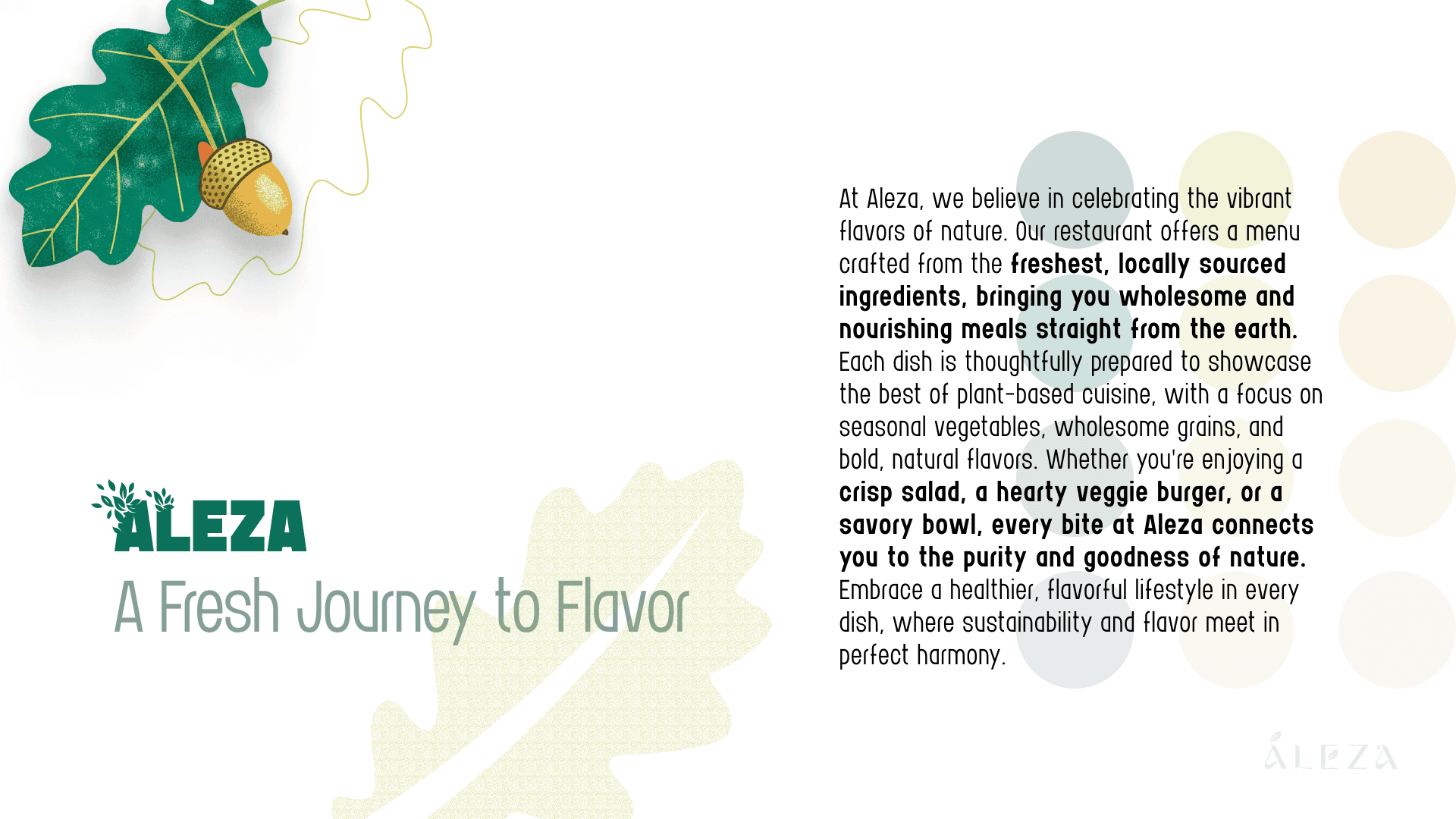 Aleza restaurant brand story page