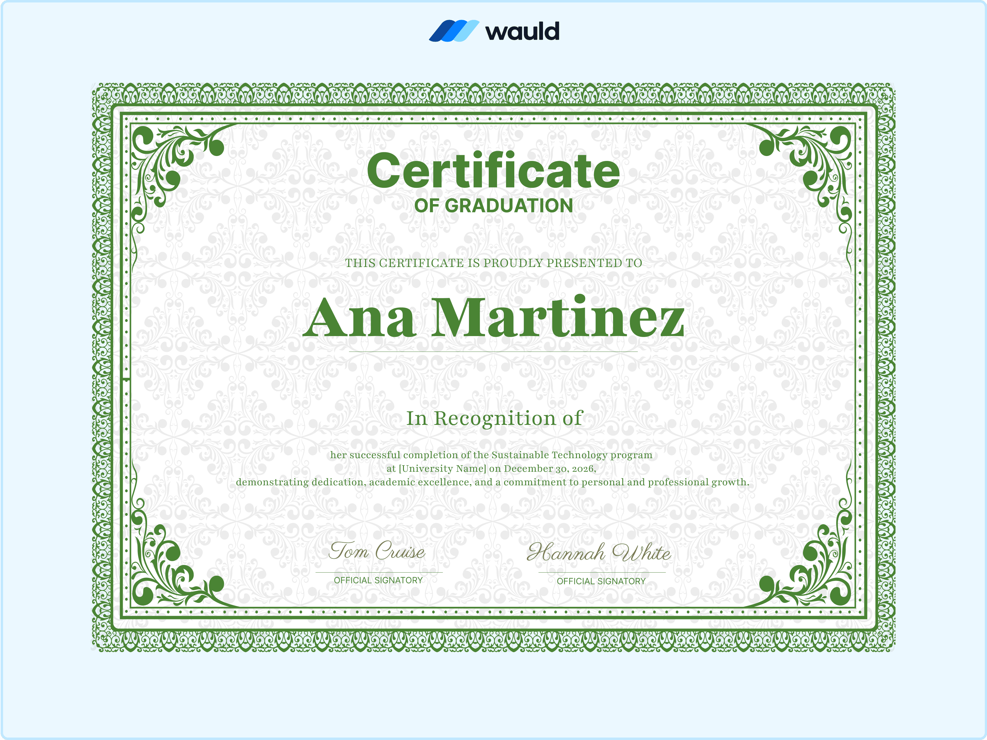 Wauld - Classic graduation certificate template