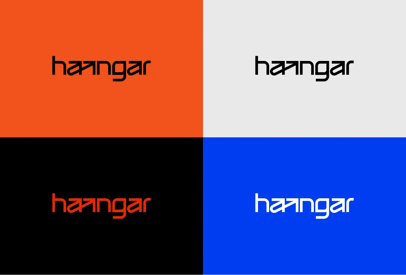 Haangar logistics brand identity across trucks, boxes and warehouse touchpoints