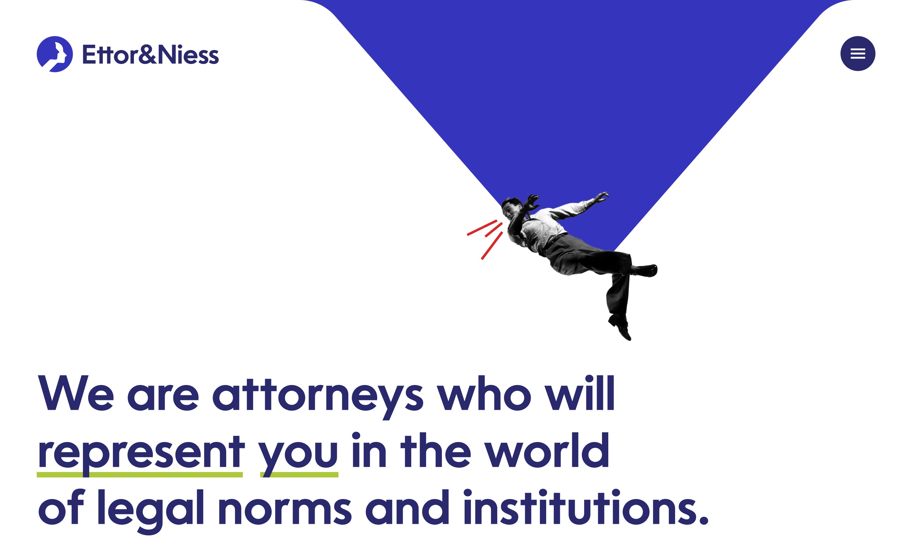 Ettor & Niess law firm website homepage designed and developed by SLOWRAT in Webflow