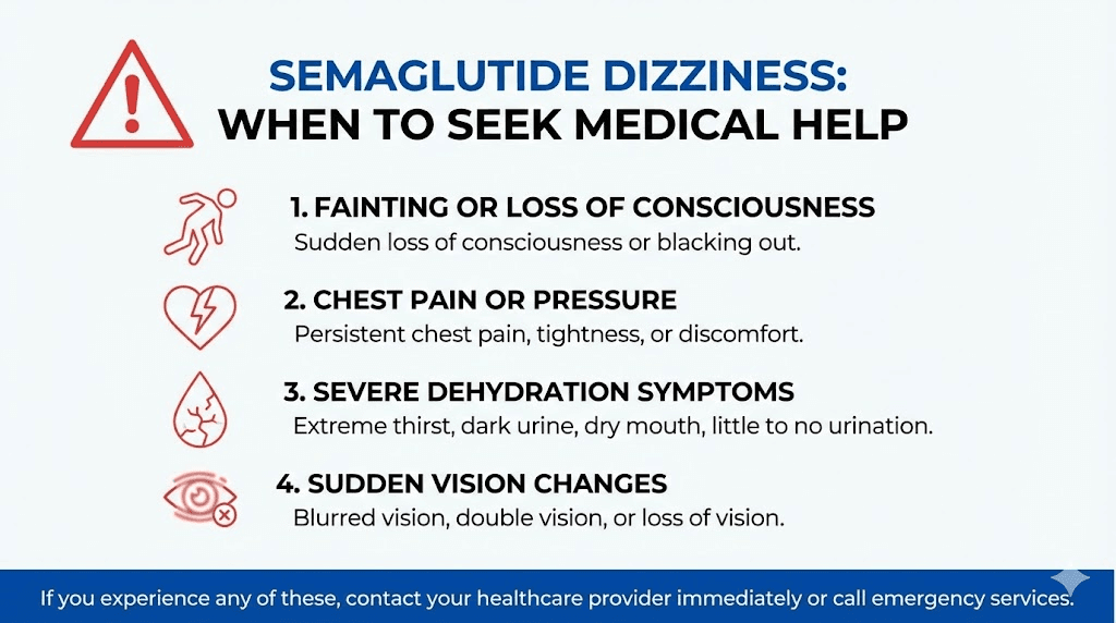 When to seek medical help for semaglutide dizziness warning signs checklist