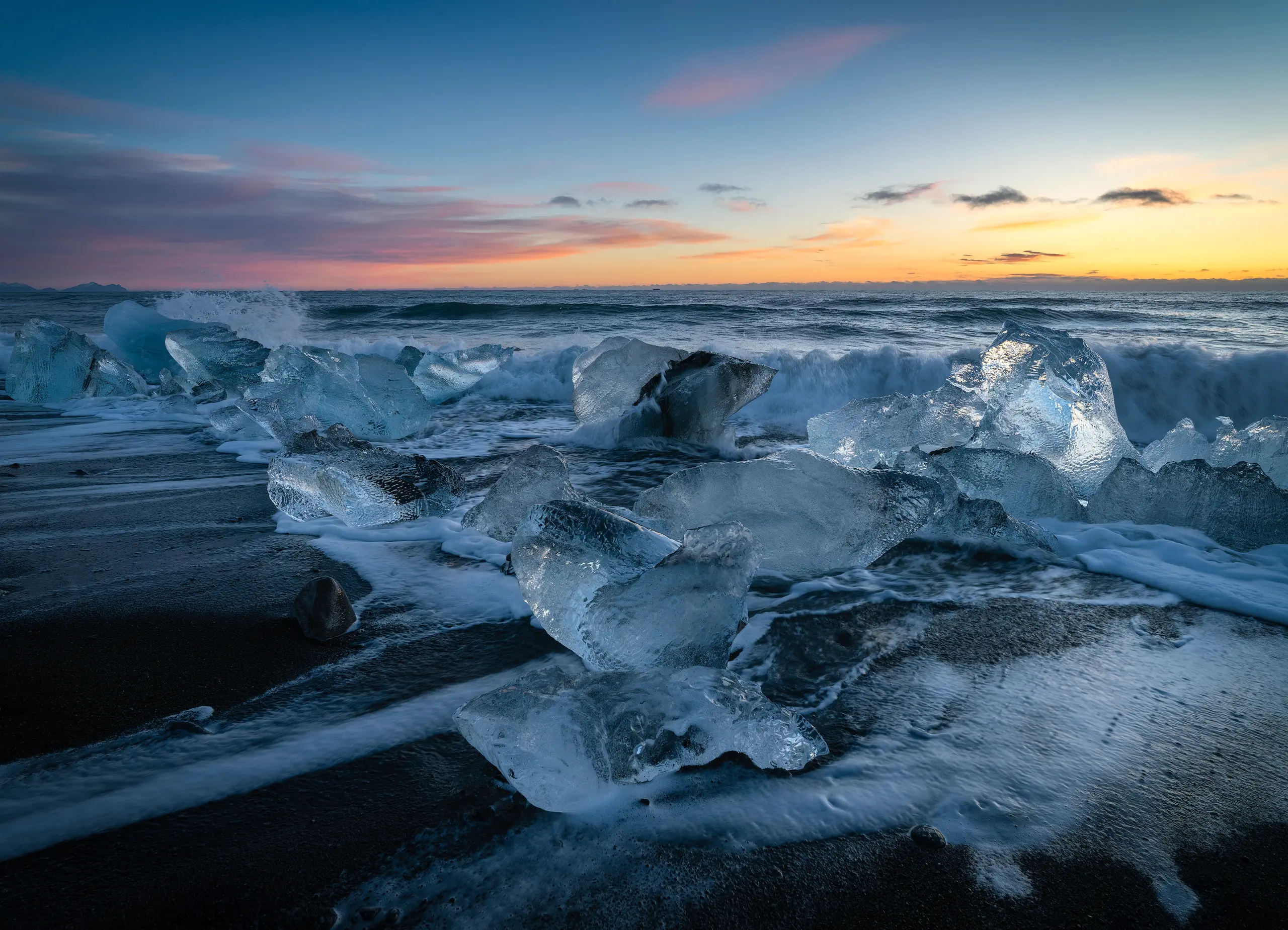 Playa de los diamantes en Islandia