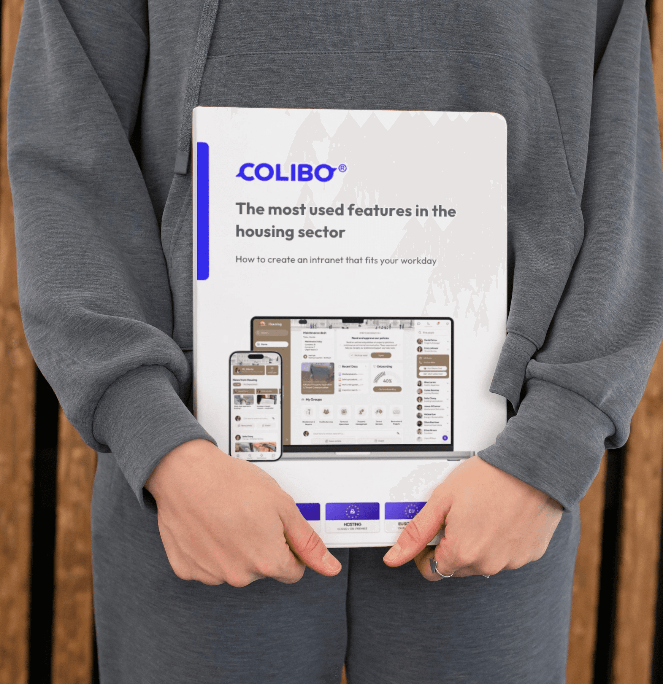 Skærmbillede af Colibo intranet på PC pg mobil