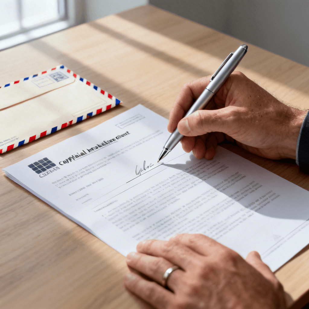 Photo d’une personne signant avant la fin du délai de rétractation.