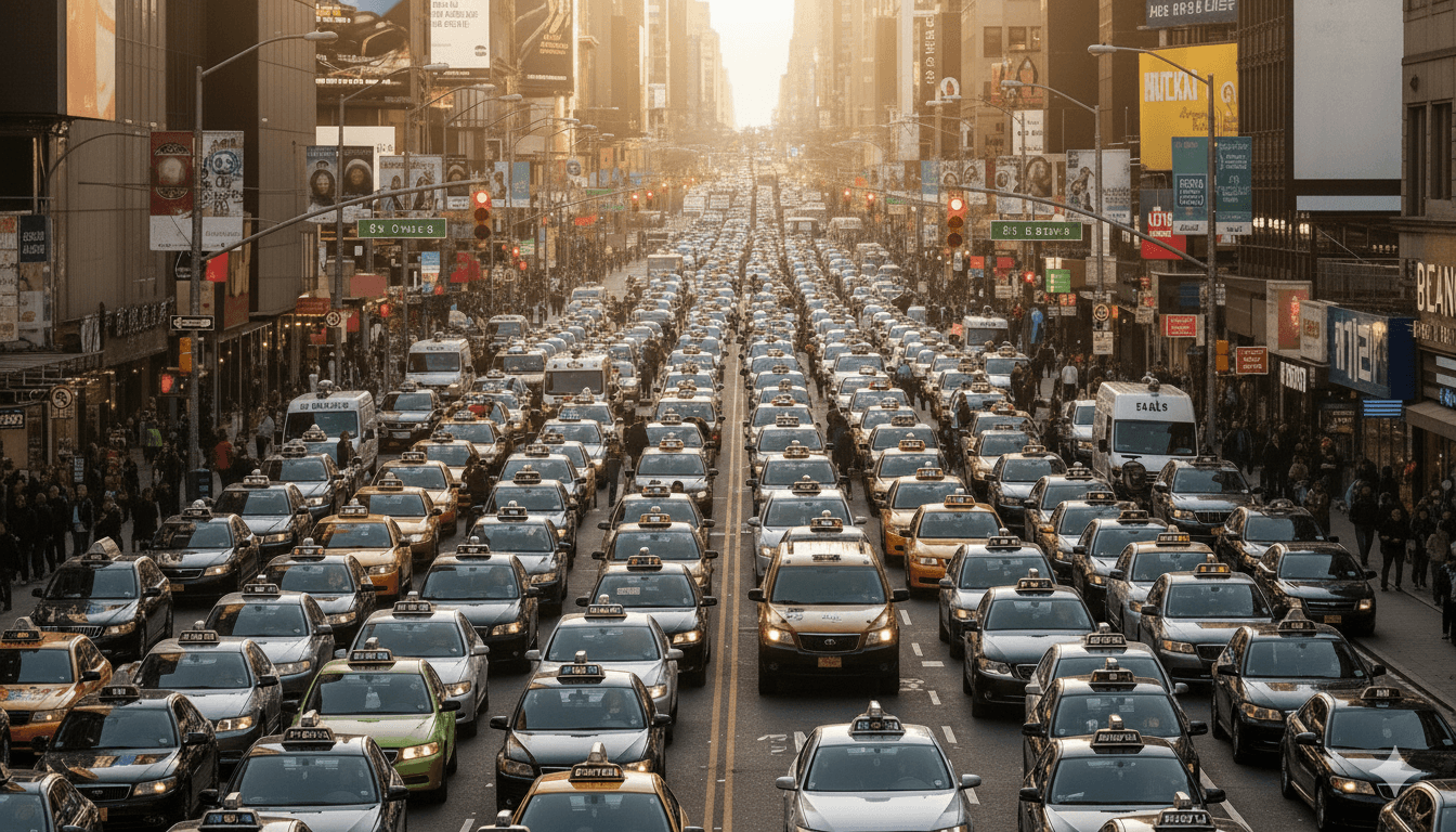 Congested city with AVs - image generated with nanobanana