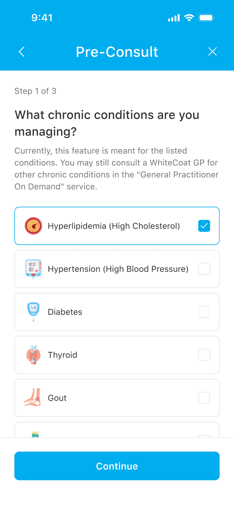 Patient app intake: what conditions are you managing