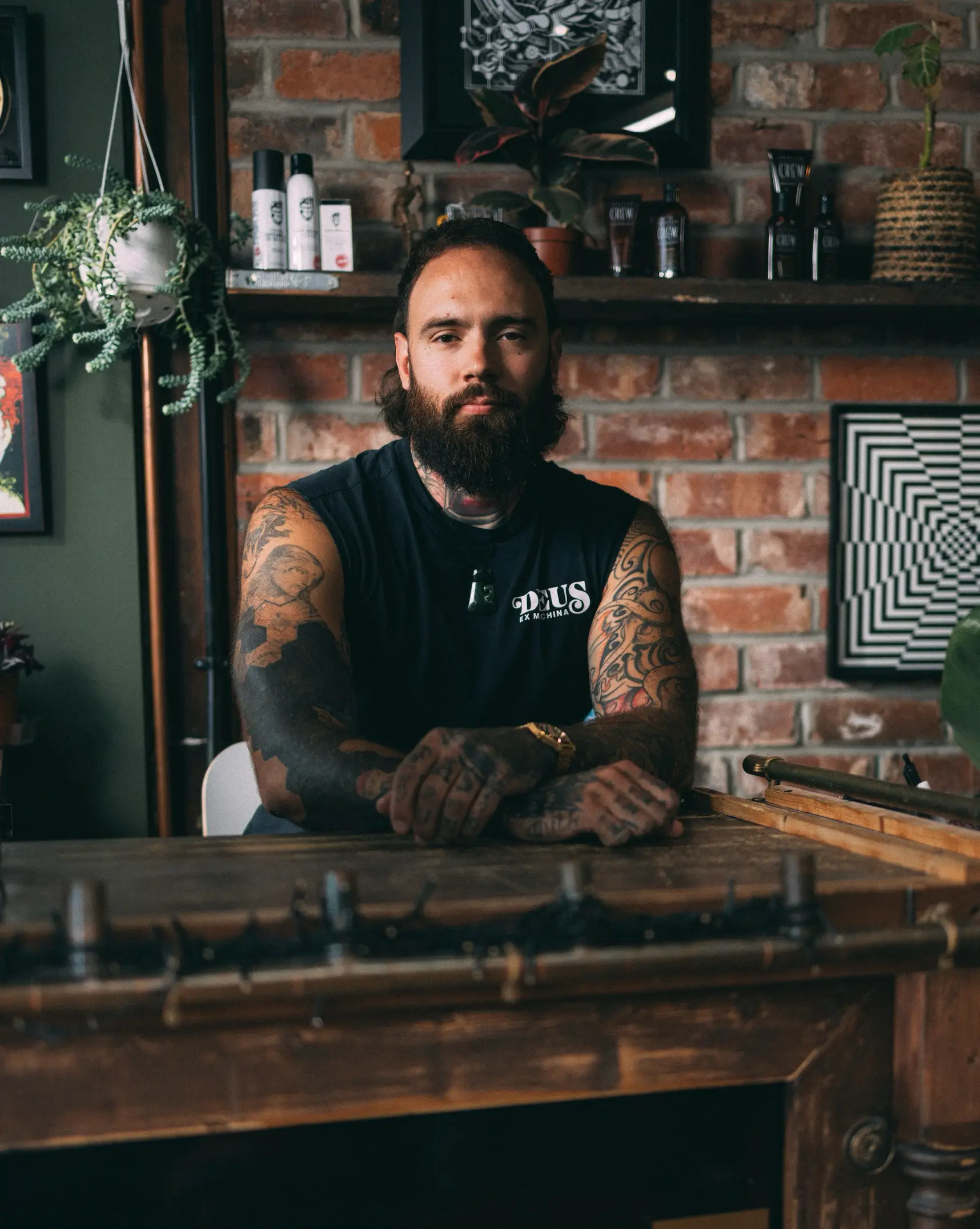 Male Barber Looking at the Camera.