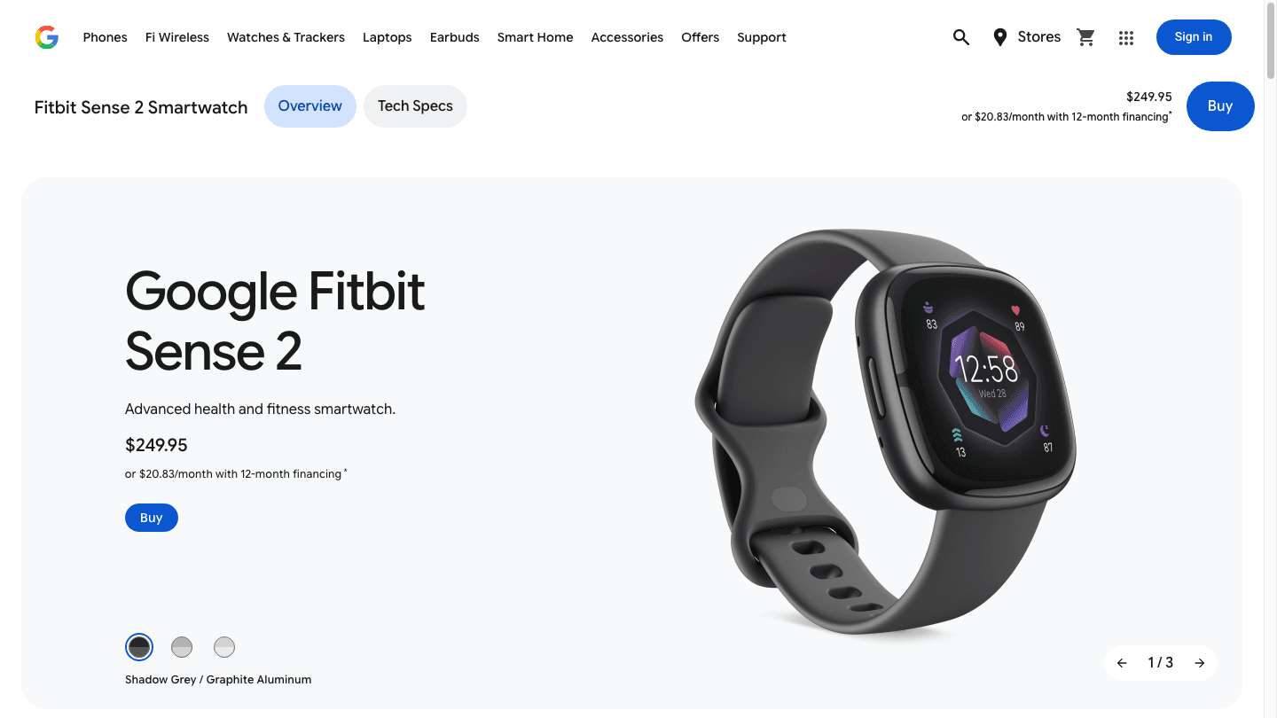 Fitbit Sense 2 on Google Store