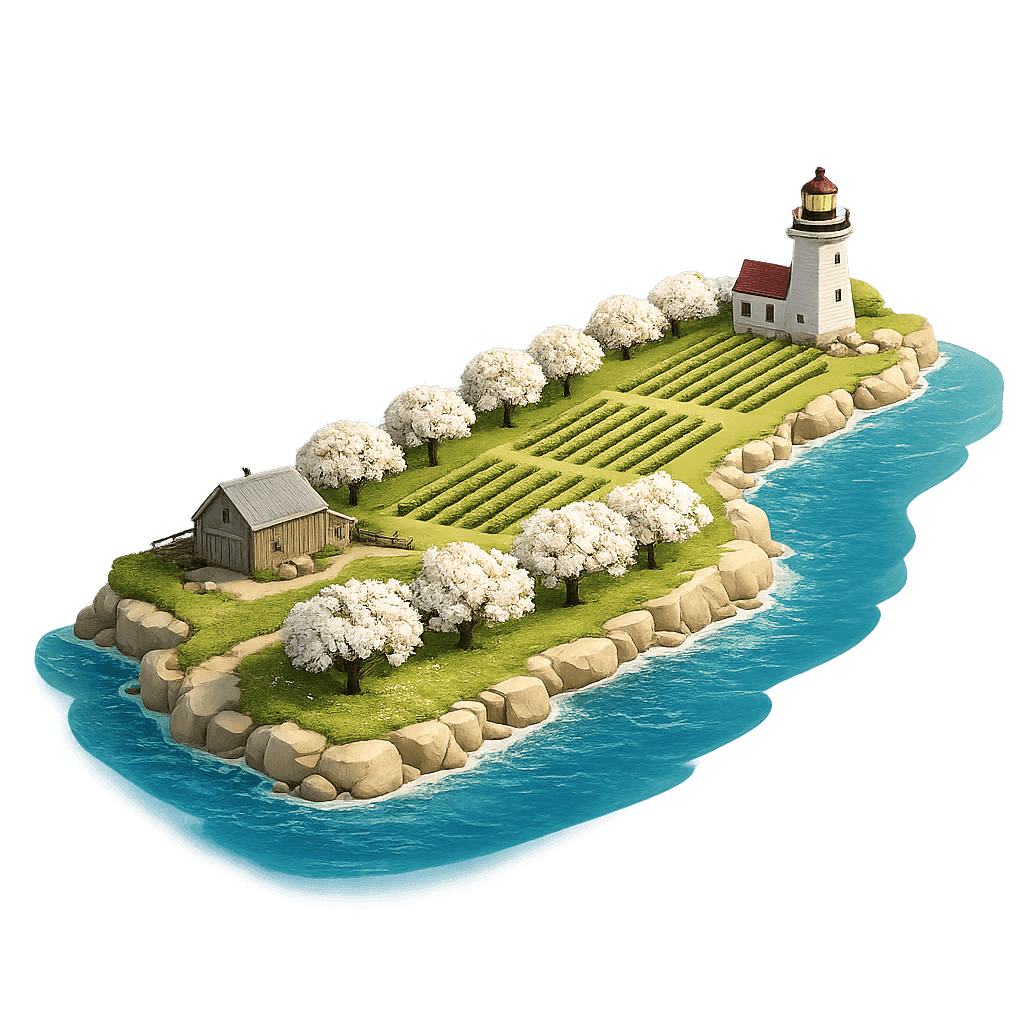 Artistic illustration of the Old Mission Peninsula wine region.