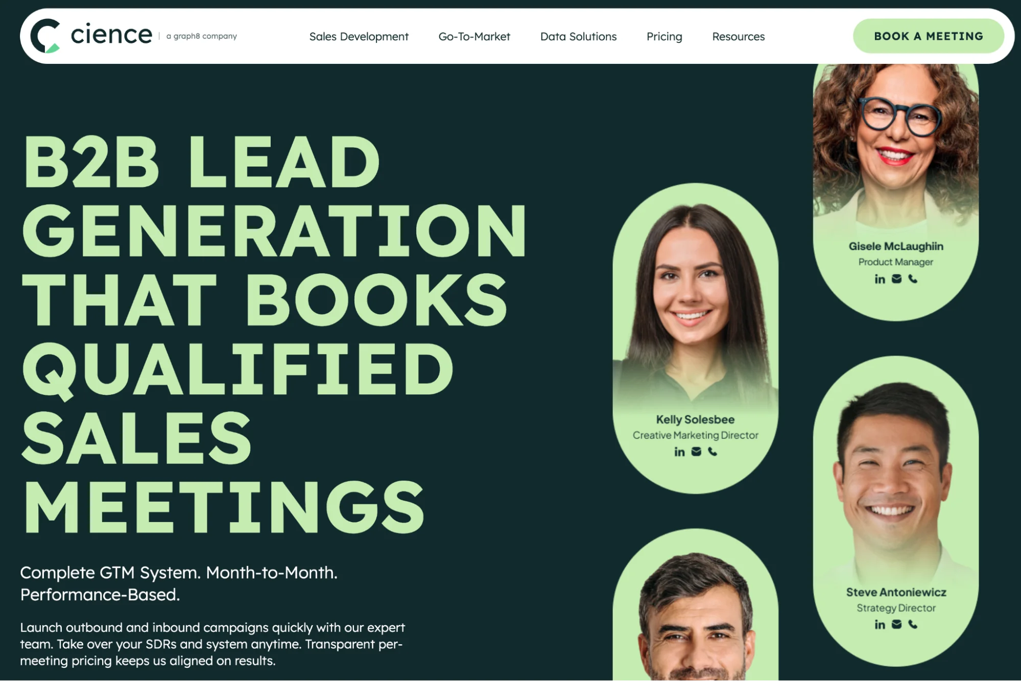 CIENCE homepage: B2B lead generation with human SDRs and AI tooling