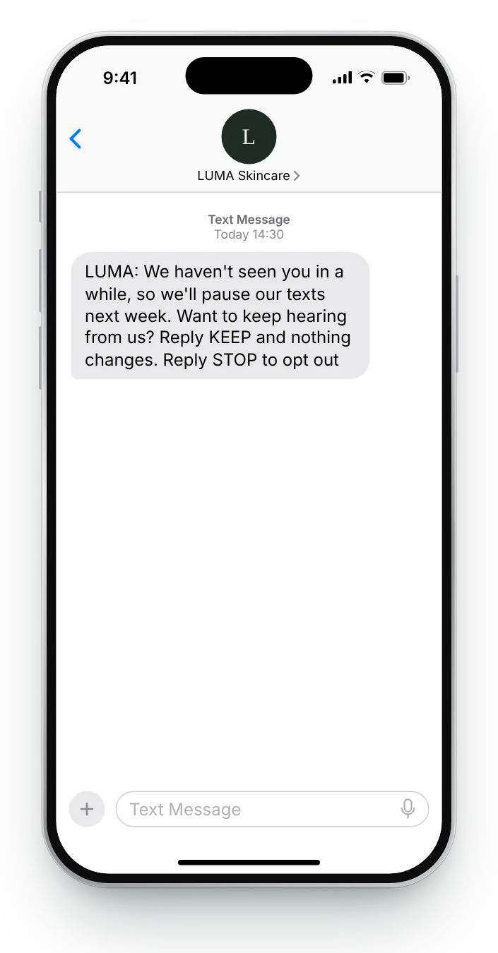 Ask before you stop texting SMS win-back text on an iPhone