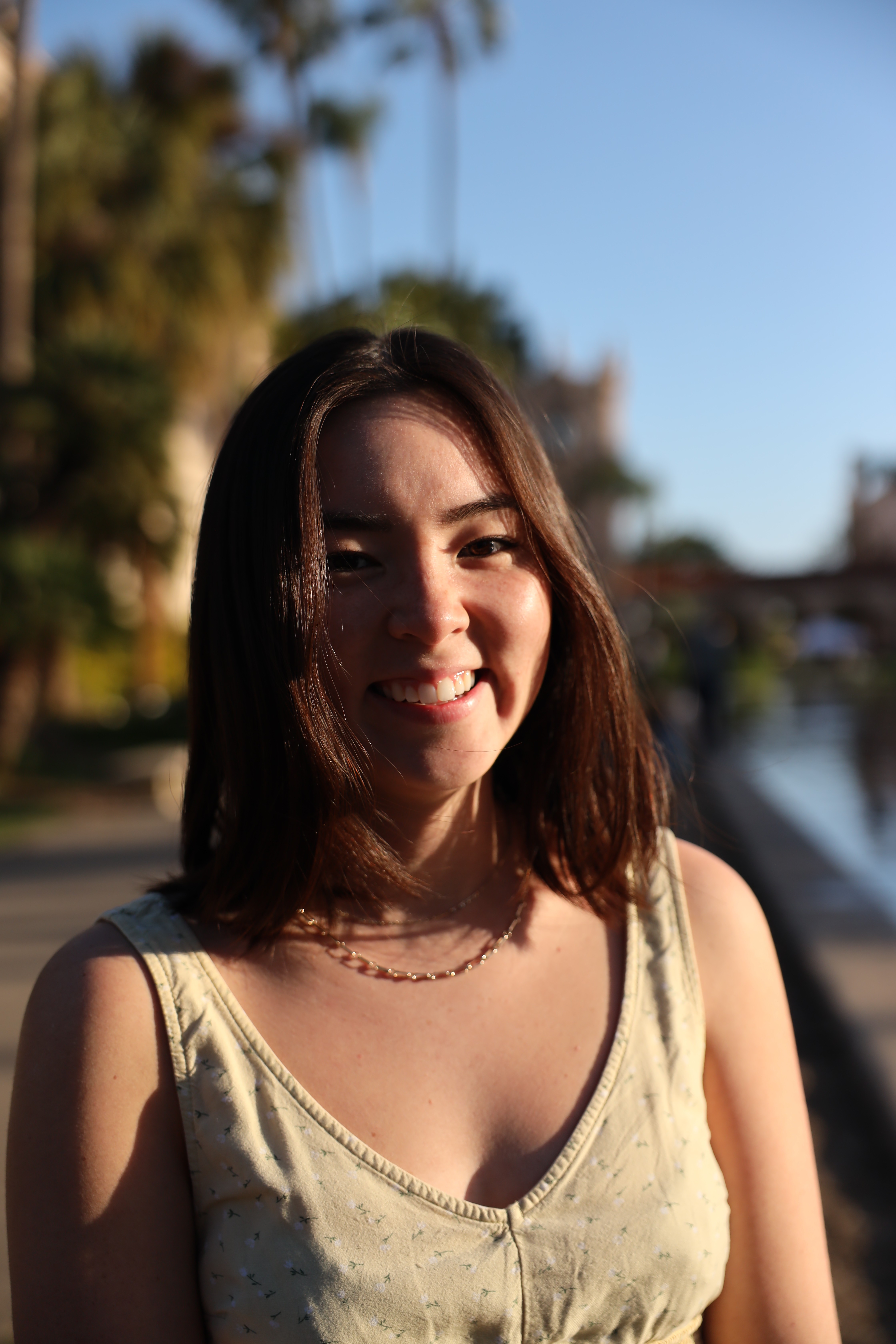 A young girl smiling