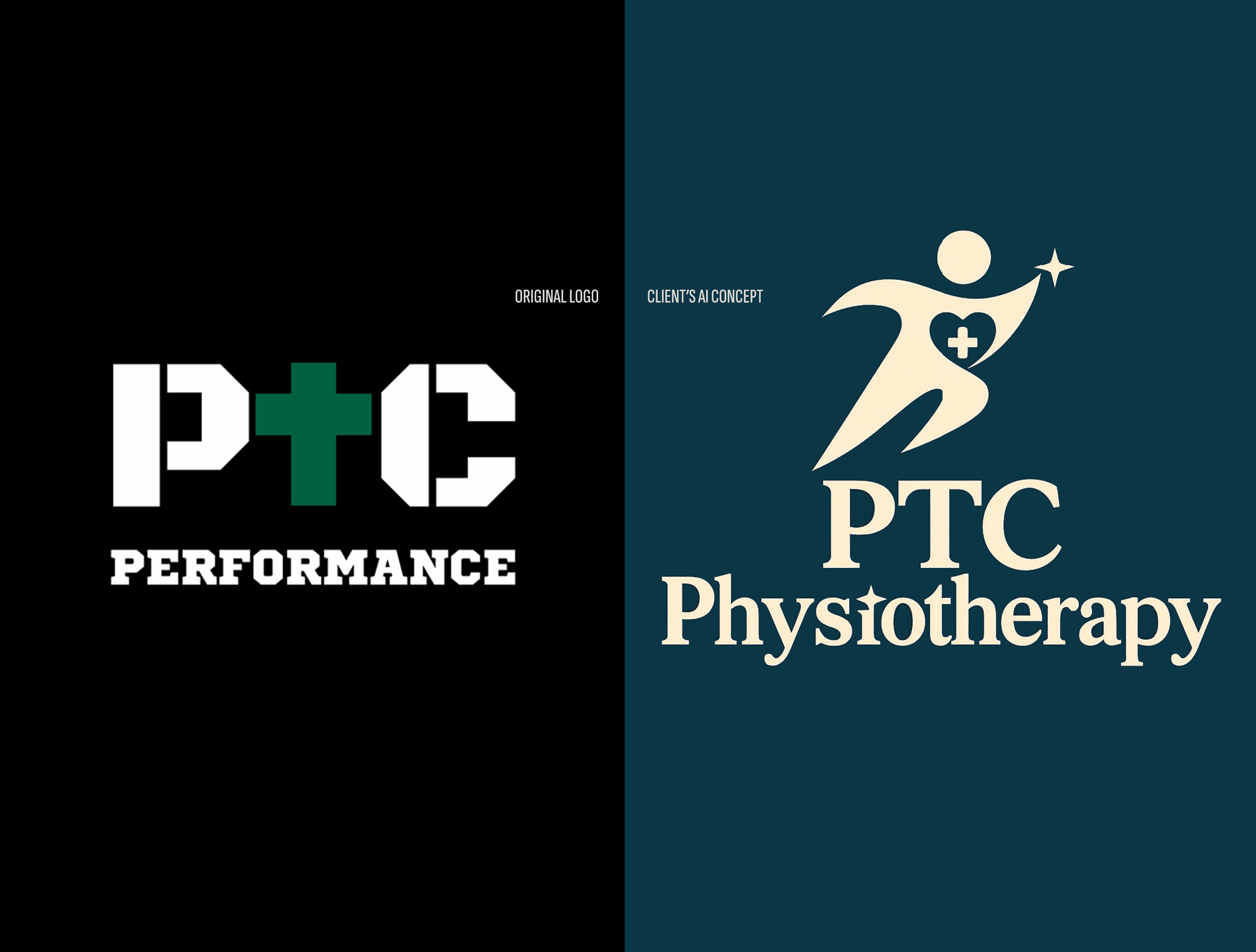 PTC Physiotherapy Old Logo and Client-Provided Concept