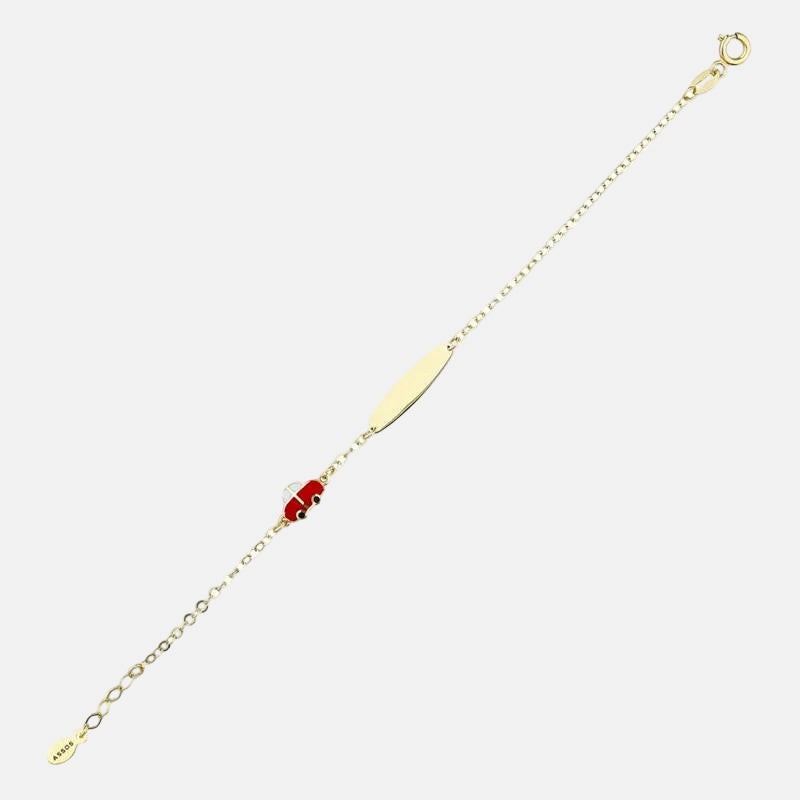 Araba Figürlü 14 Ayar Altın Çocuk Künye Ve İsimli Bileklik