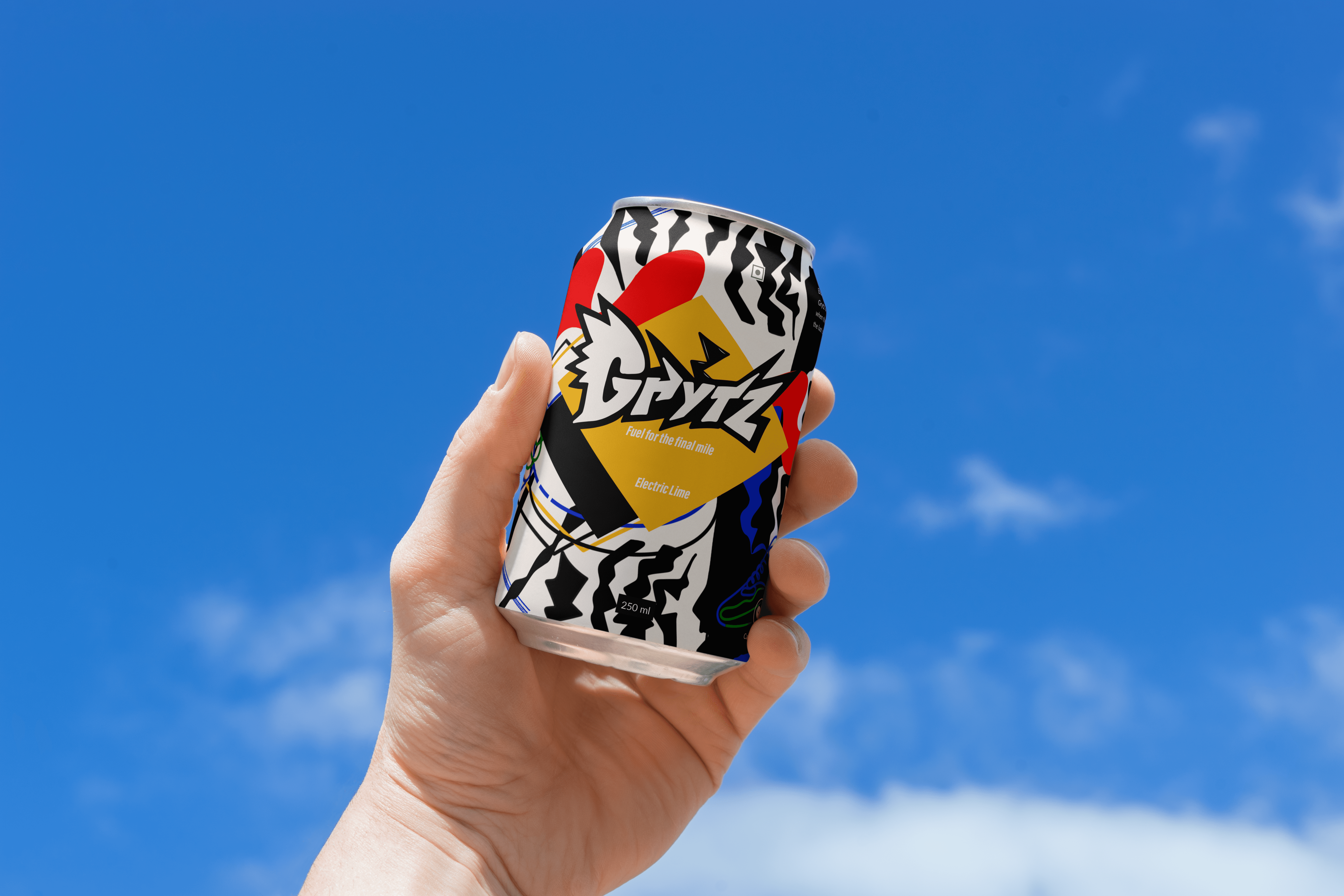 Vertical coffee can mockup with clean monochrome label design