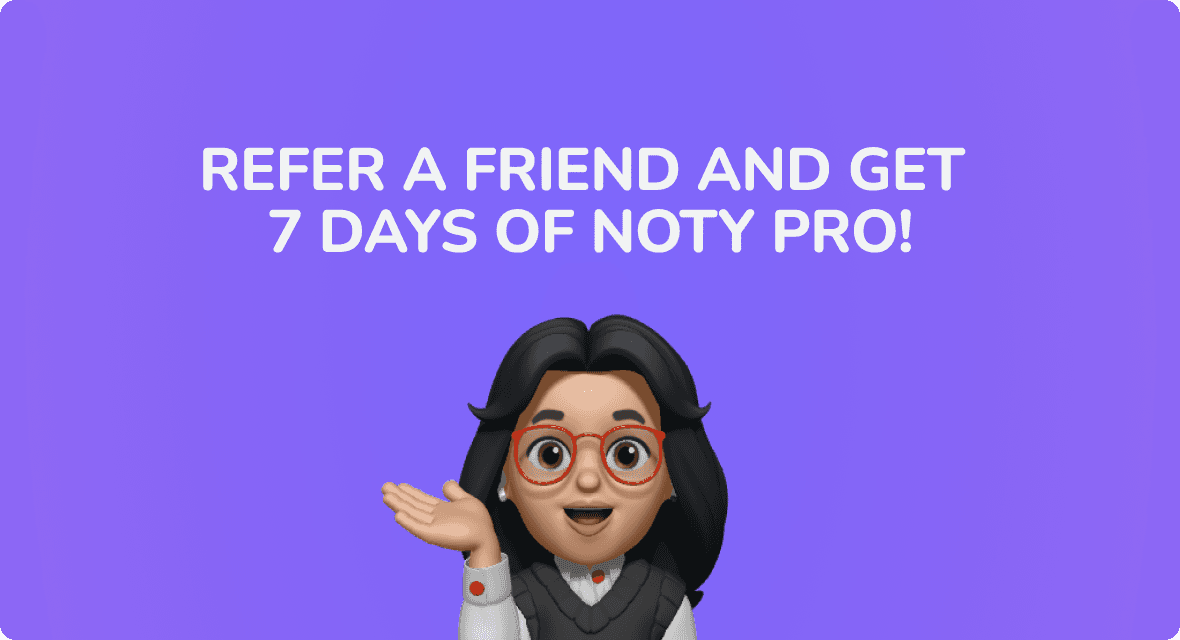 Referral program - invite a friend to Noty