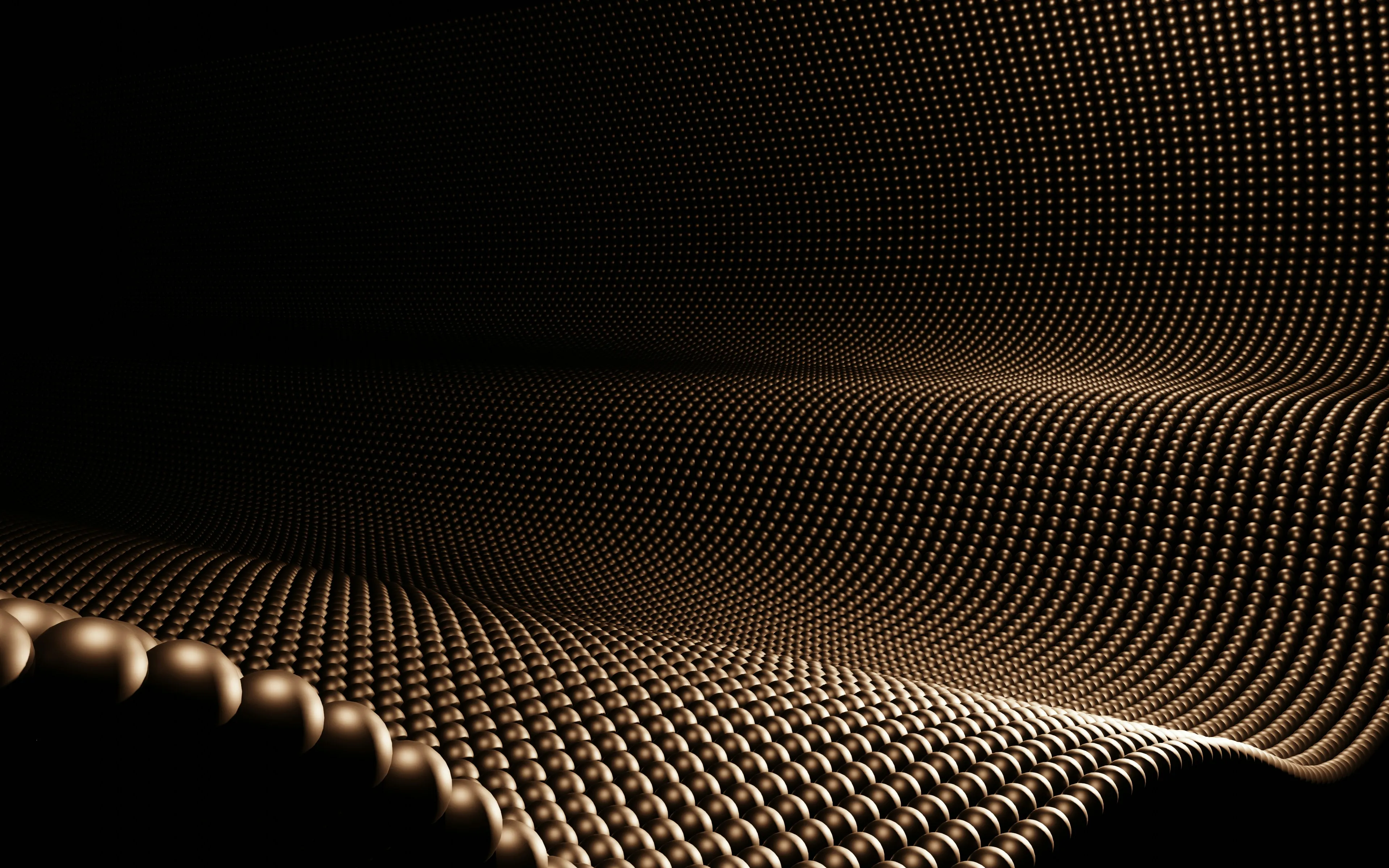 Abstract metallic wave pattern with dark background